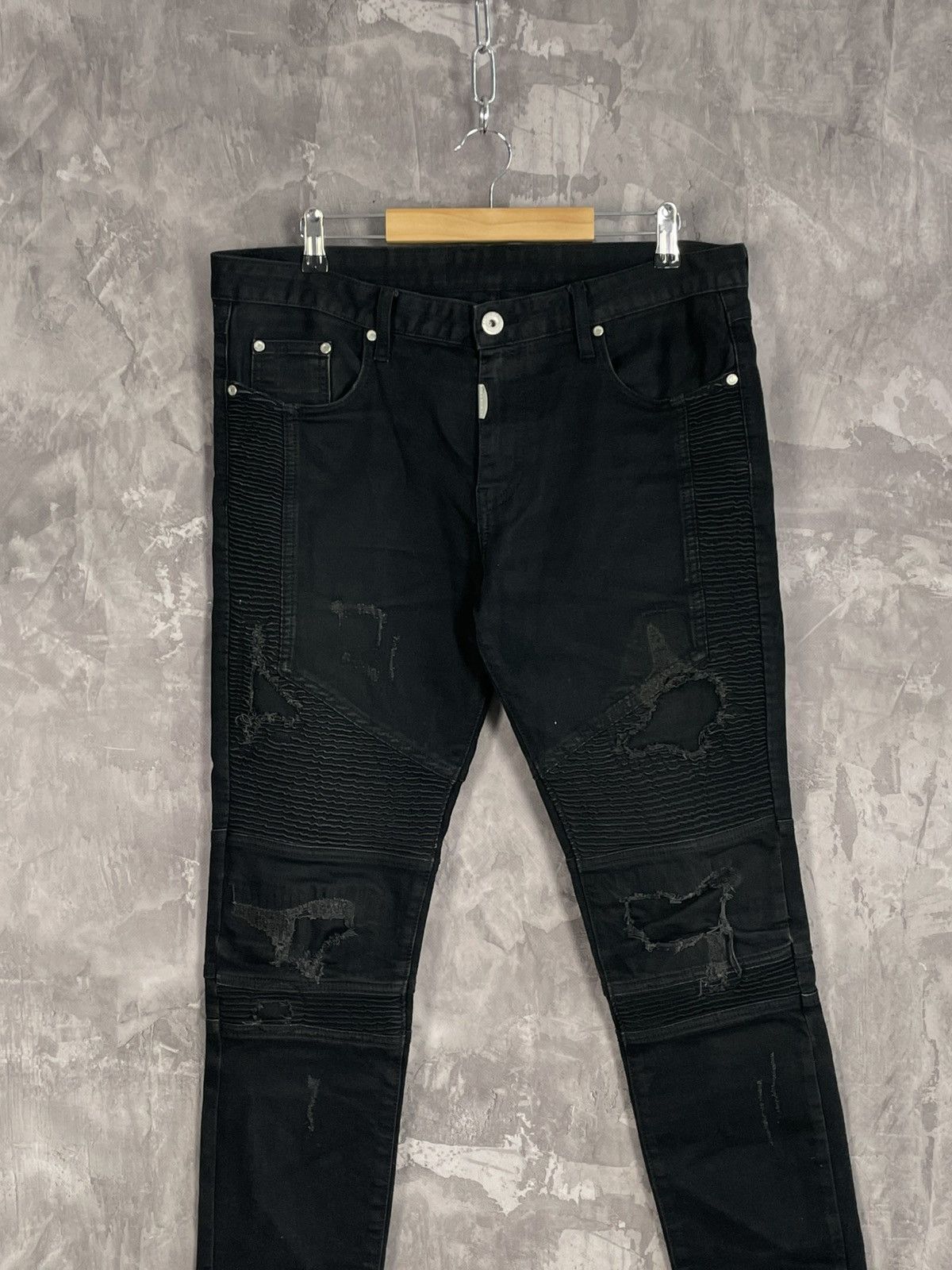 Represent Clo. Represent Men’s Biker Denim Jeans Distressed Chicago Size US 34 / EU 50 - 3 Thumbnail