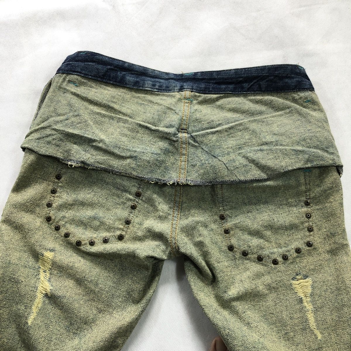 20471120 Double Waist Claw mark Flare Distressed Denim Pant Size US 29 - 18 Thumbnail