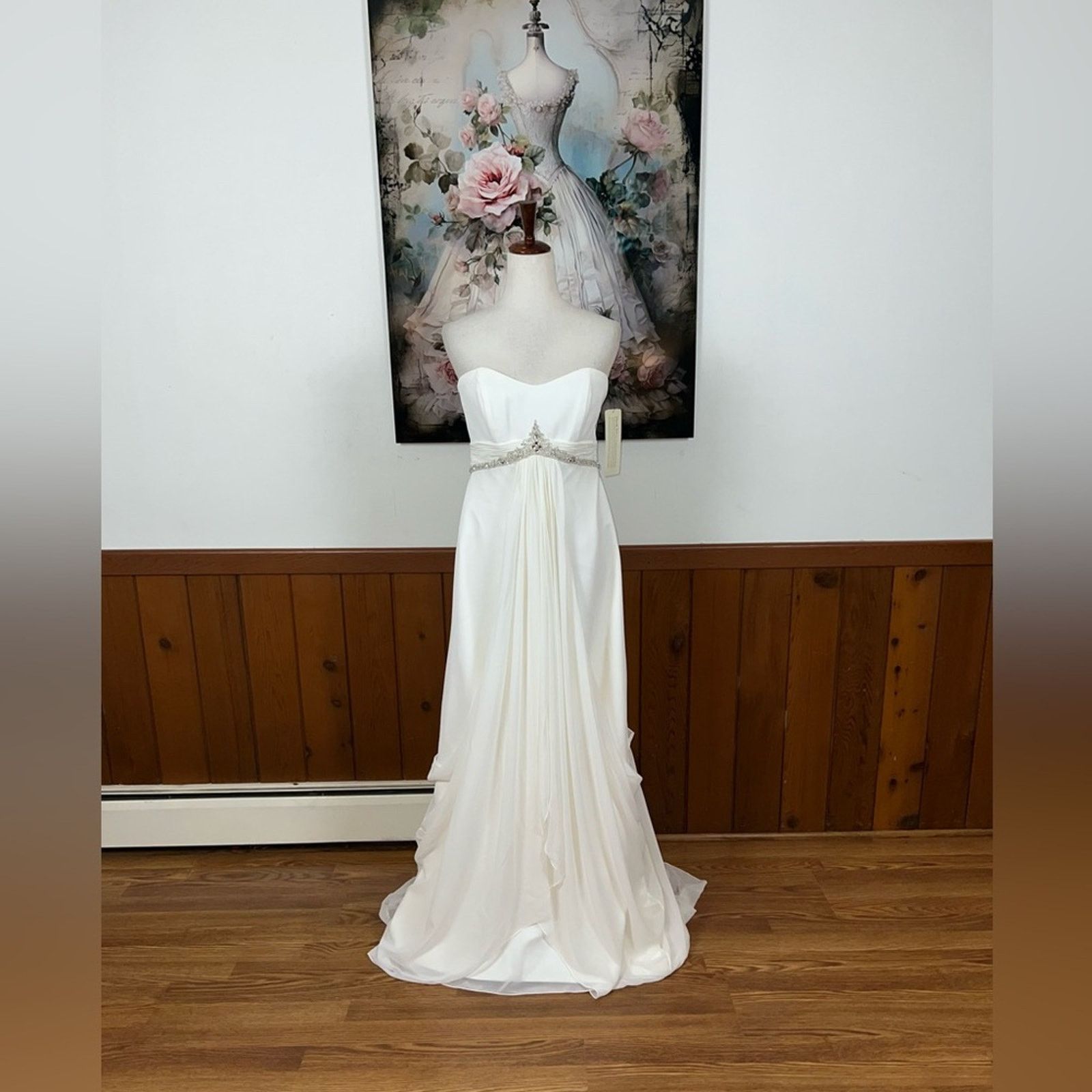 Other New David’s Bridal Greek Goddess Empire Waist Wedding Gown! Size L / US 10 / IT 46 - 2 Thumbnail