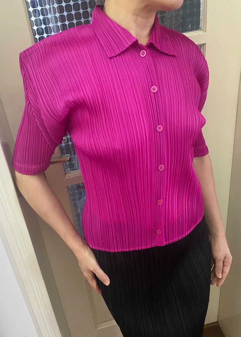 Issey Miyake issey miyake size:3 Pink short-sleeved shirt 2506-Nextarro Size XXS / US 00 / IT 34 - 2 Thumbnail