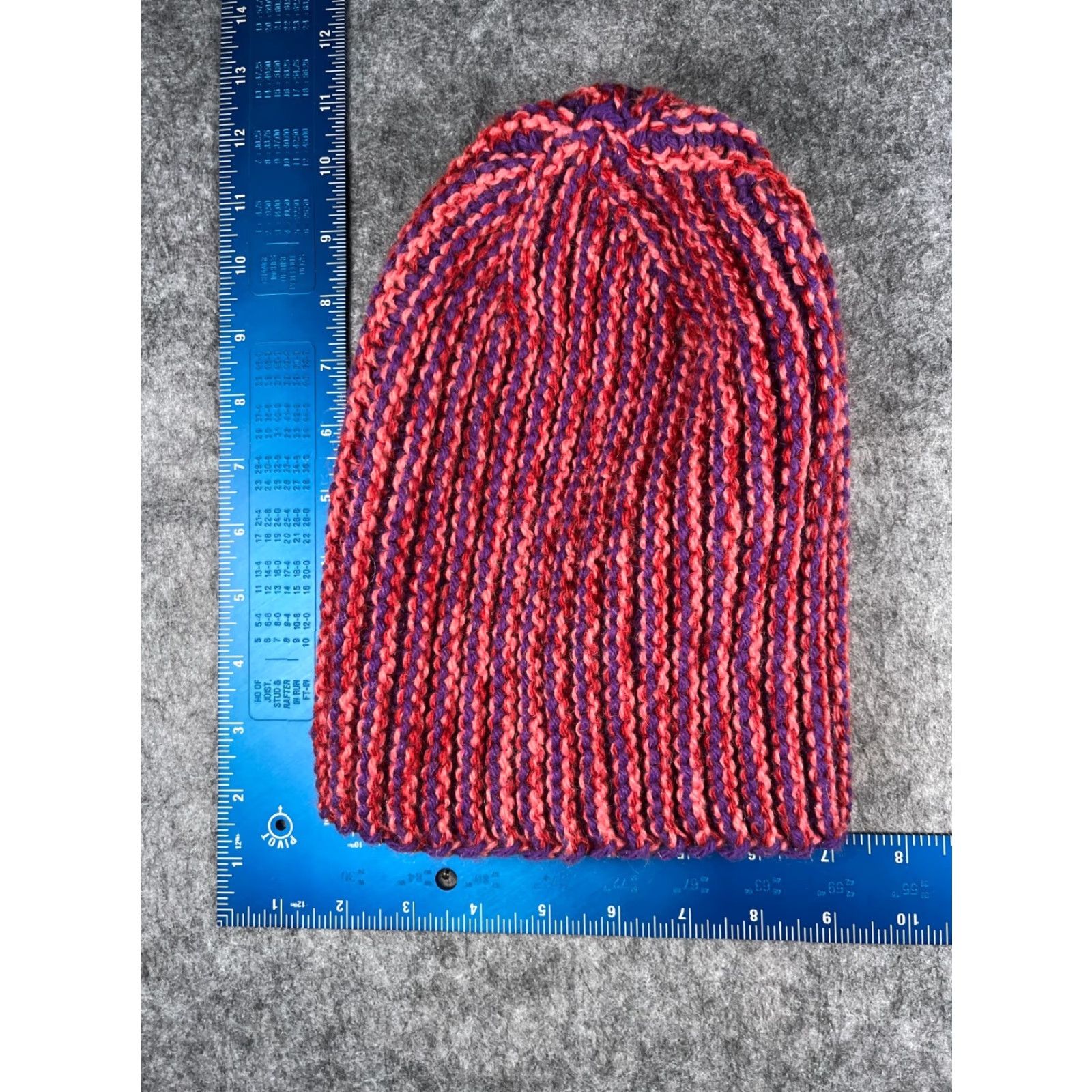 Pinko Handmade Beanie Unisex Adults One Size Purple Pink Stripe Knit Acrylic Hat Beanie Size ONE SIZE - 5 Thumbnail