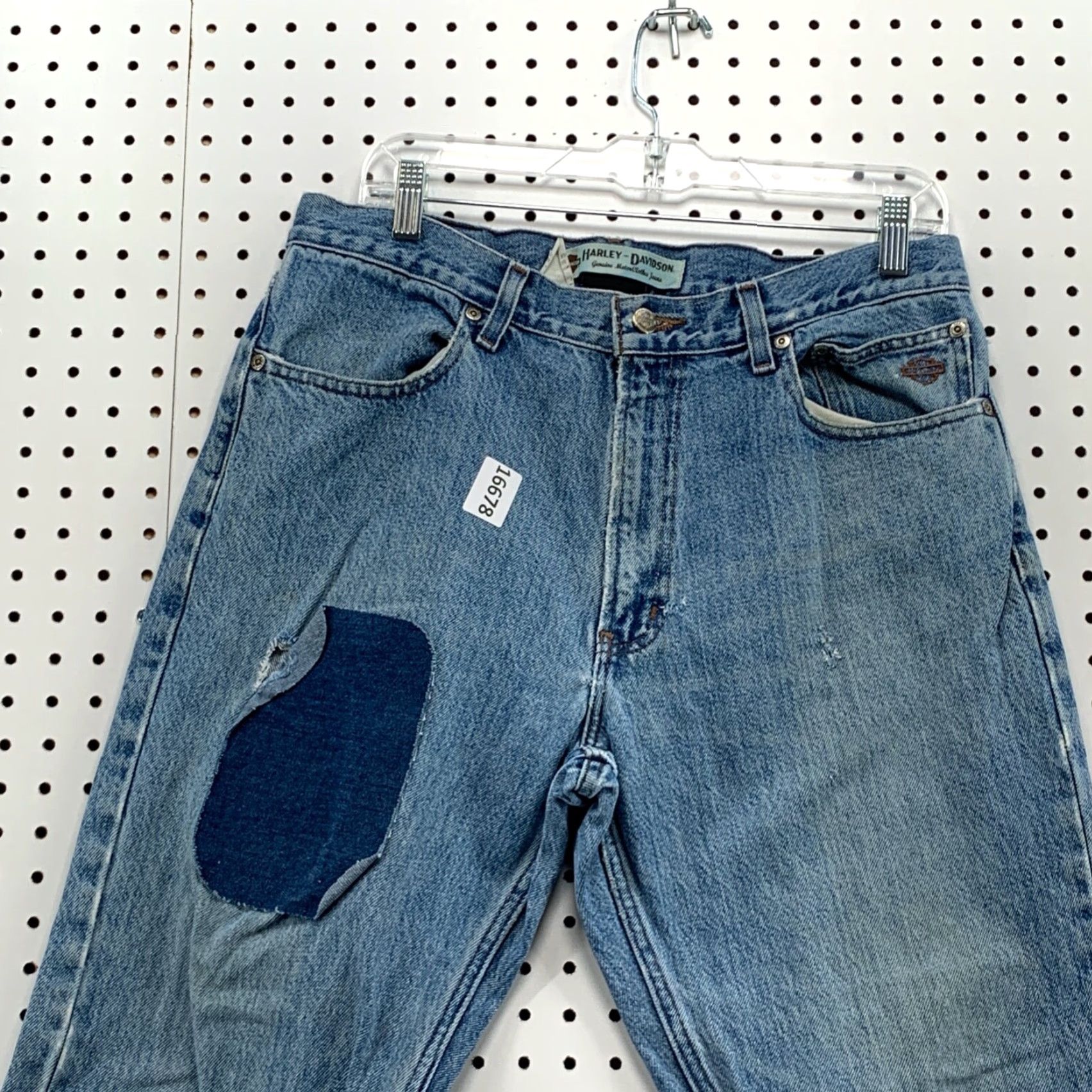Harley Davidson VINTAGE Harley Davidson Motorcycle Jeans 33x30 Blue Straight Leg Mens Size US 33 - 2 Thumbnail