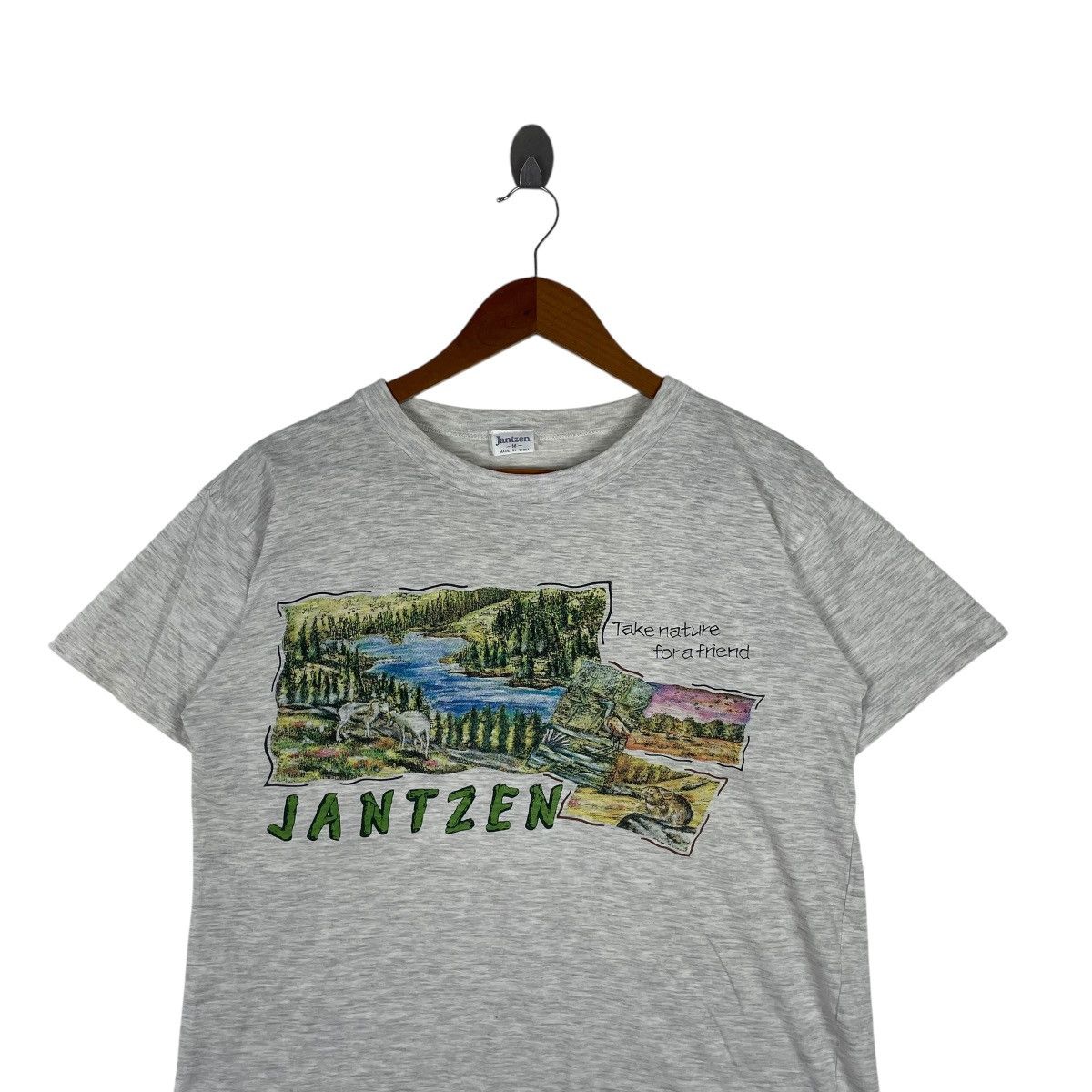 Jantzen × Vintage Vintage 90s Jantzen Nature Tee Shirt Size US M / EU 48-50 / 2 - 2 Thumbnail