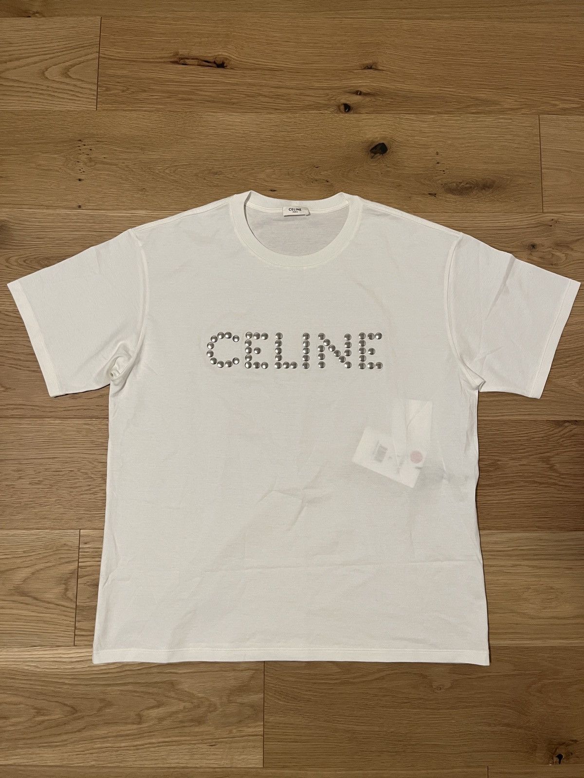 Celine Logo Tshirt with Metal Stud