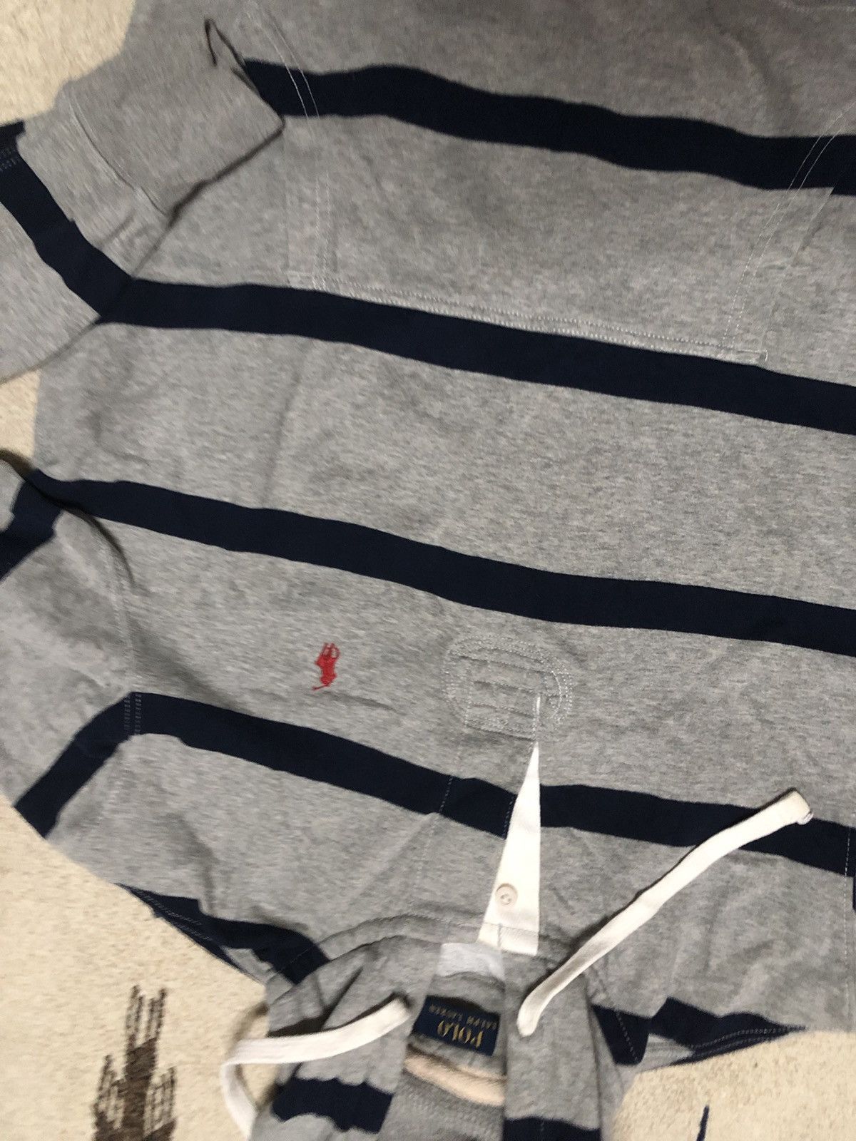 Polo Ralph Lauren × Ralph Lauren × Vintage Ralph Lauren striped Rugby Polo White Oversized Hoodie Size US L / EU 52-54 / 3 - 4 Thumbnail