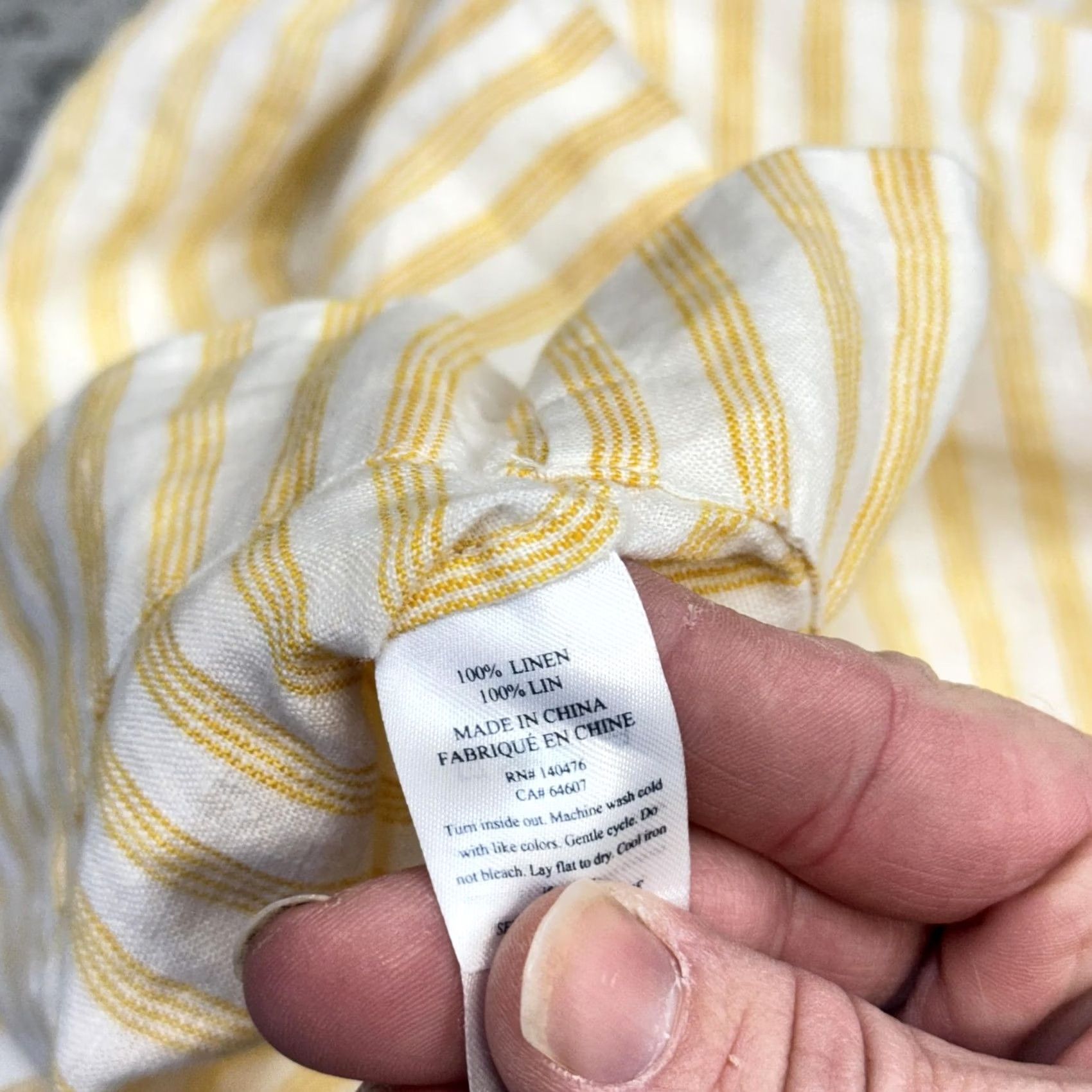 Faherty Faherty Tank Top Womens Small Yellow Linen Striped Sleeveless Henley Top Shirt Basic Size S / US 4 / IT 40 - 6 Thumbnail