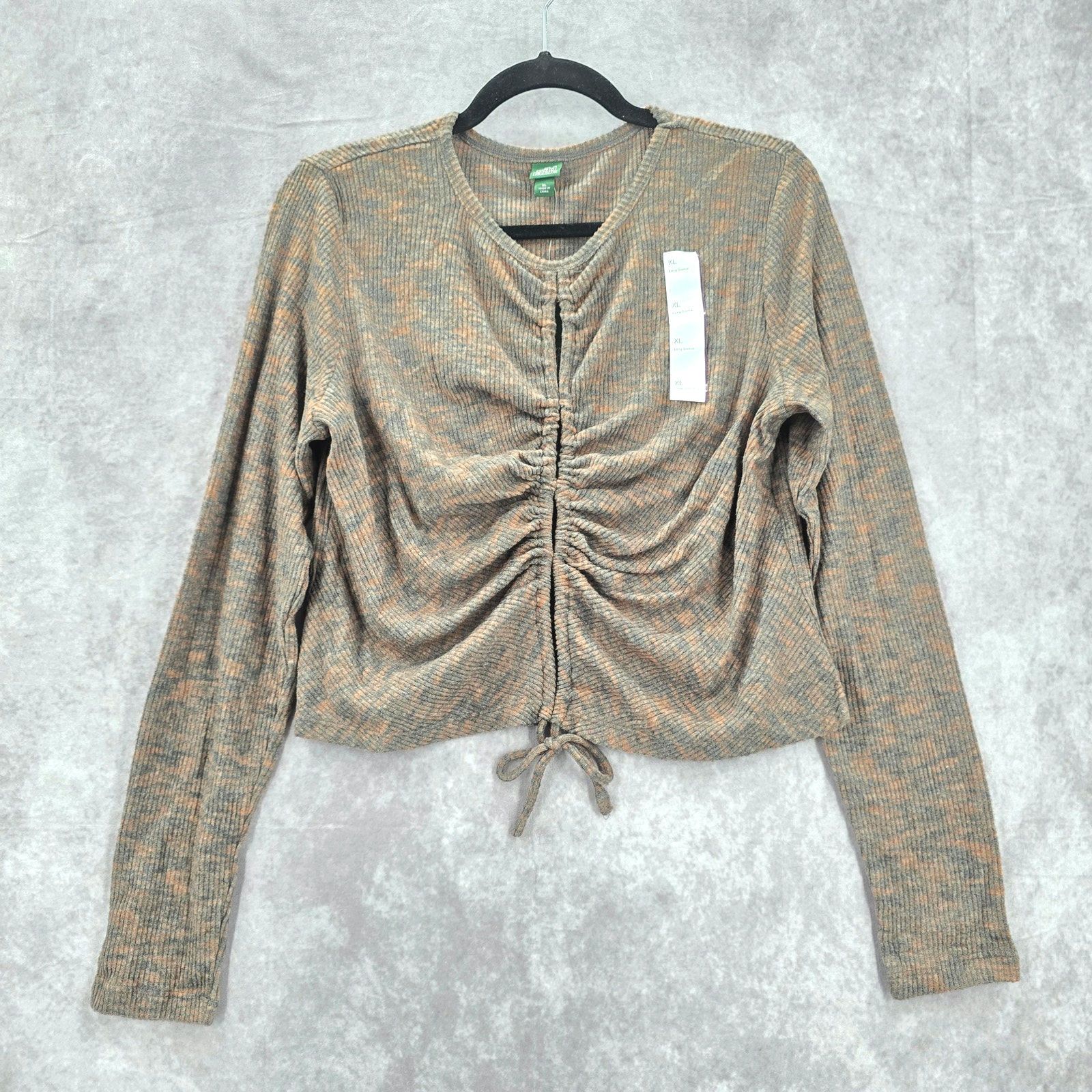 Other Wild Fable Brown Knit Crop Split Cozy Top NWT Extra Large Size XL / US 12-14 / IT 48-50 - 2 Thumbnail