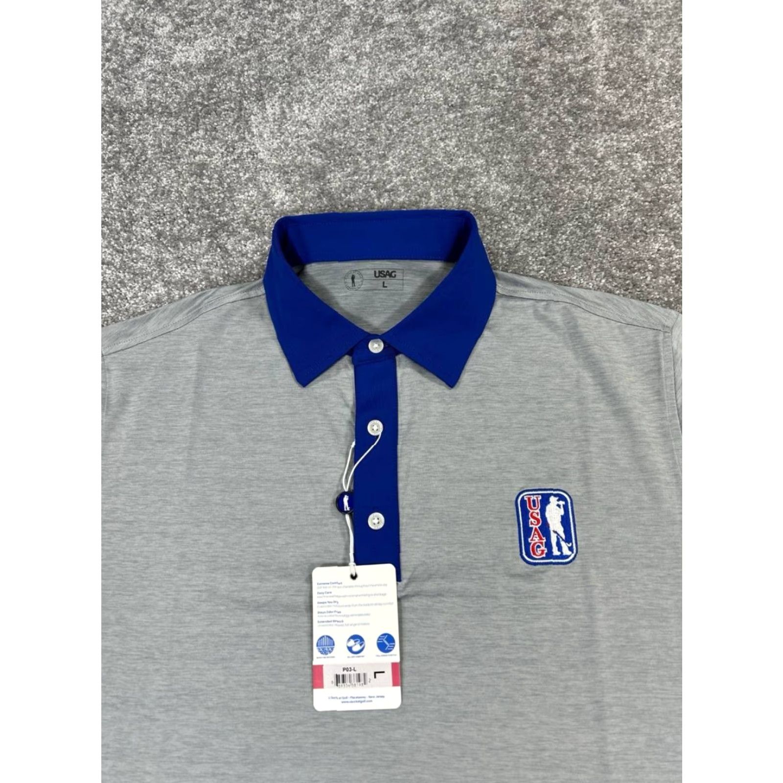 Vintage Blue Polo Shirt Mens Large Gray Golf New Size US L / EU 52-54 / 3 - 2 Thumbnail