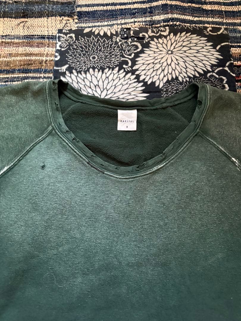 Kapital KAPITAL Dark Green Distressed Sweatshirt 3 Size US L / EU 52-54 / 3 - 2 Thumbnail