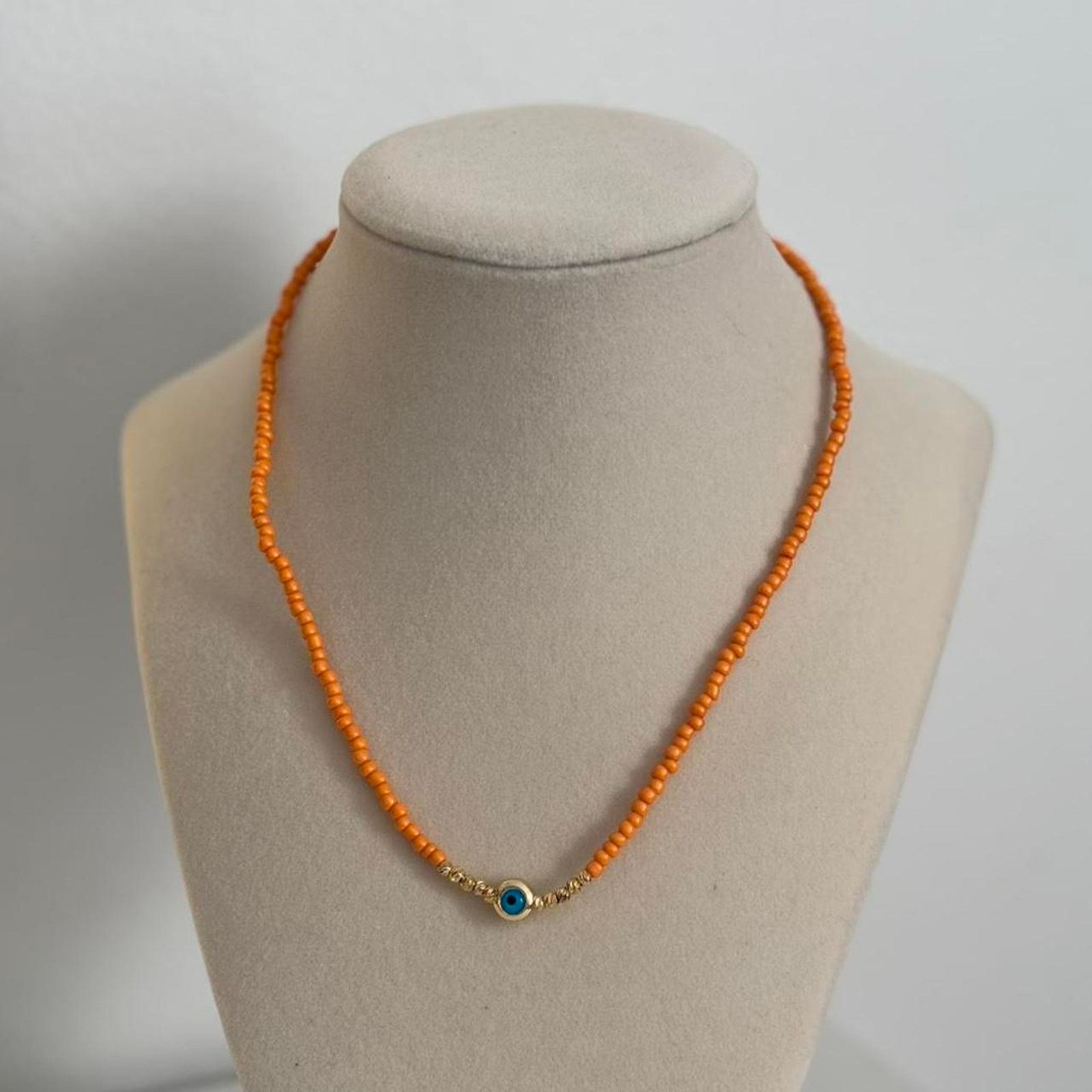 Other Orange Beaded Evil Eye Necklace Boho Protection Charm Size ONE SIZE - 3 Thumbnail