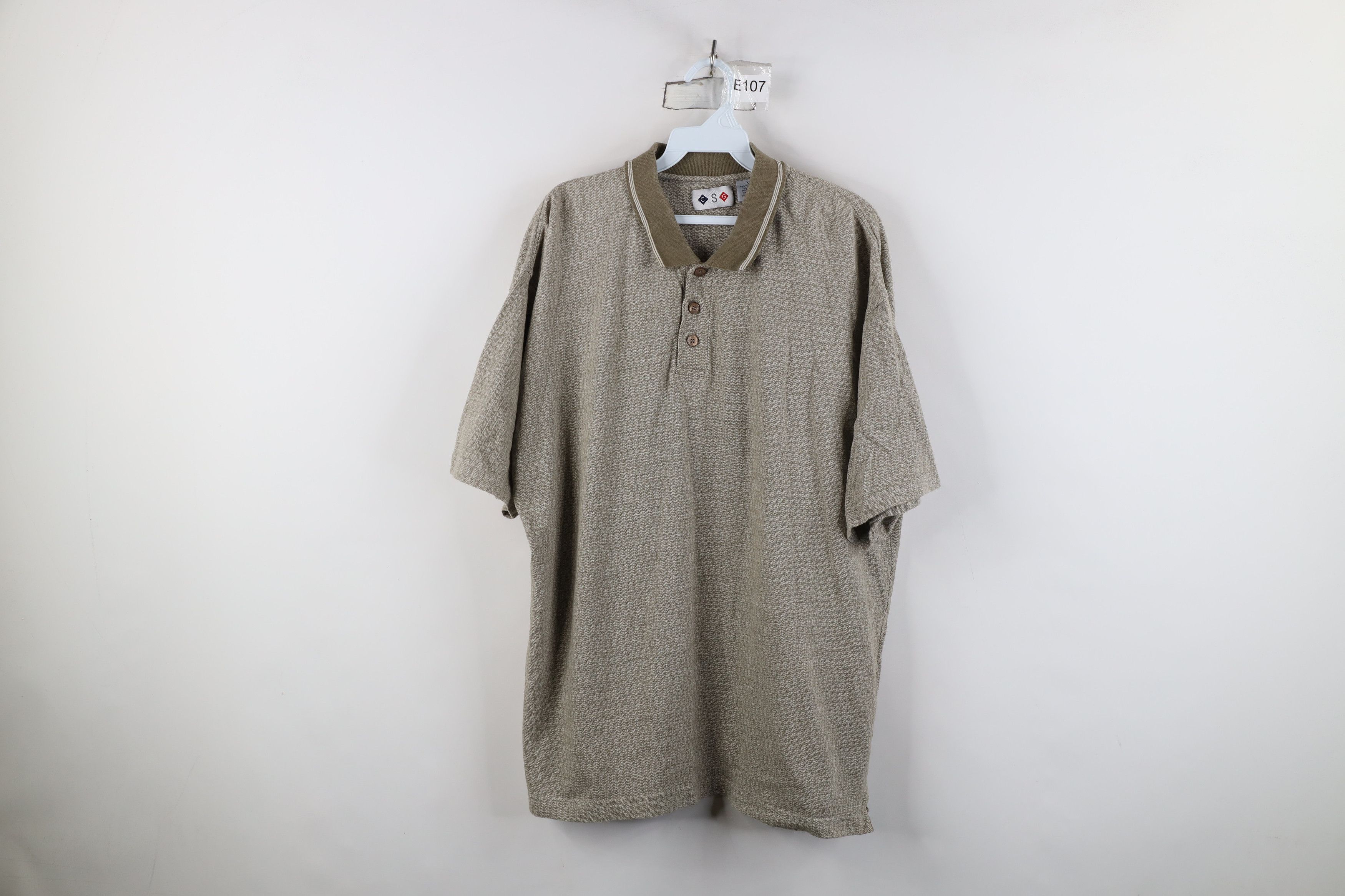 Vintage Vintage 90s Streetwear Geometric Knit Golf Polo Shirt Green Size US XL / EU 56 / 4 - 1 Thumbnail