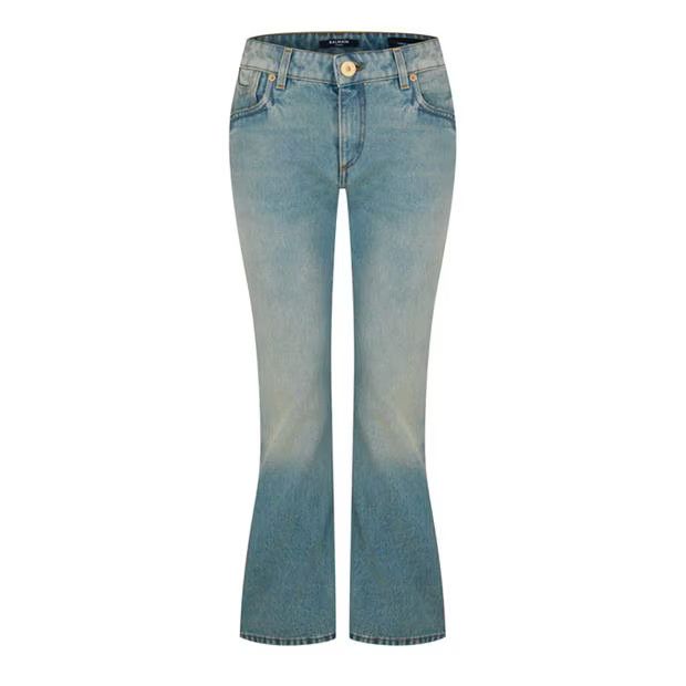 Balmain o1g2r1mq1024 Crop Bootcut Jeans in Denim Blue Size 27" / US 4 / IT 40 - 1 Thumbnail