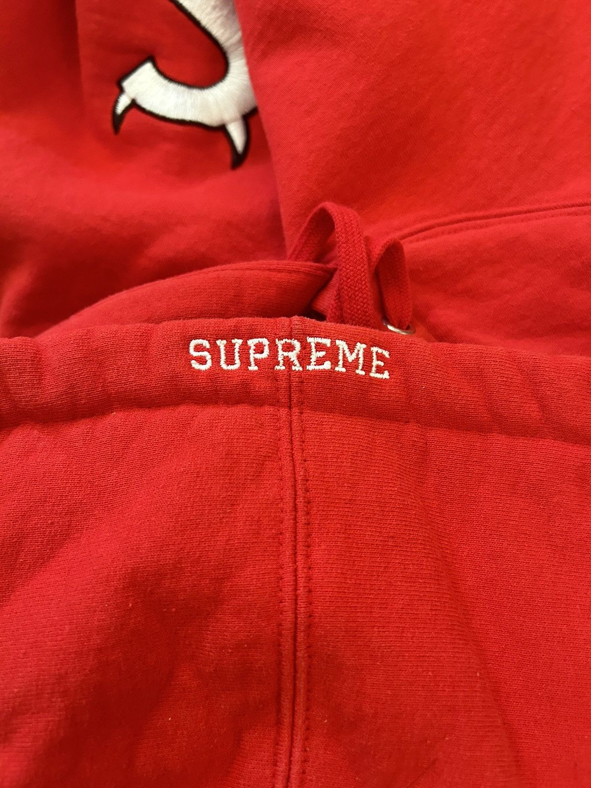 Supreme S Logo Hooded Sweatshirt Red Medium