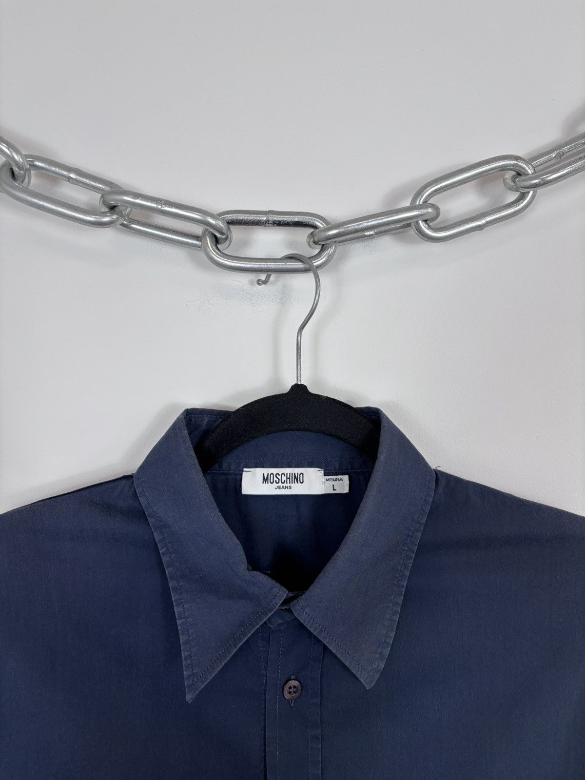 Moschino Vintage Moschino Jeans Men’s Navy Blue Short Sleeve Shirt Size US L / EU 52-54 / 3 - 4 Thumbnail
