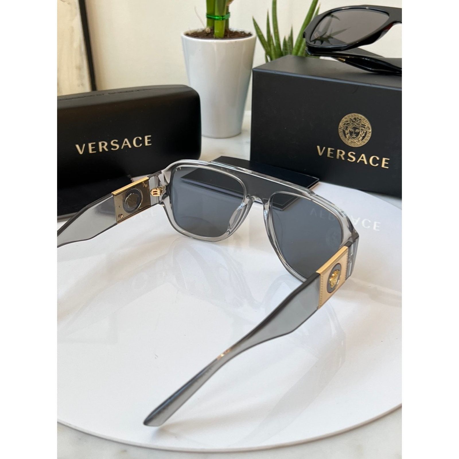 Versace NEW Versace VE4436U Transparent Grey Aviator Sunglasses Size ONE SIZE - 10 Thumbnail