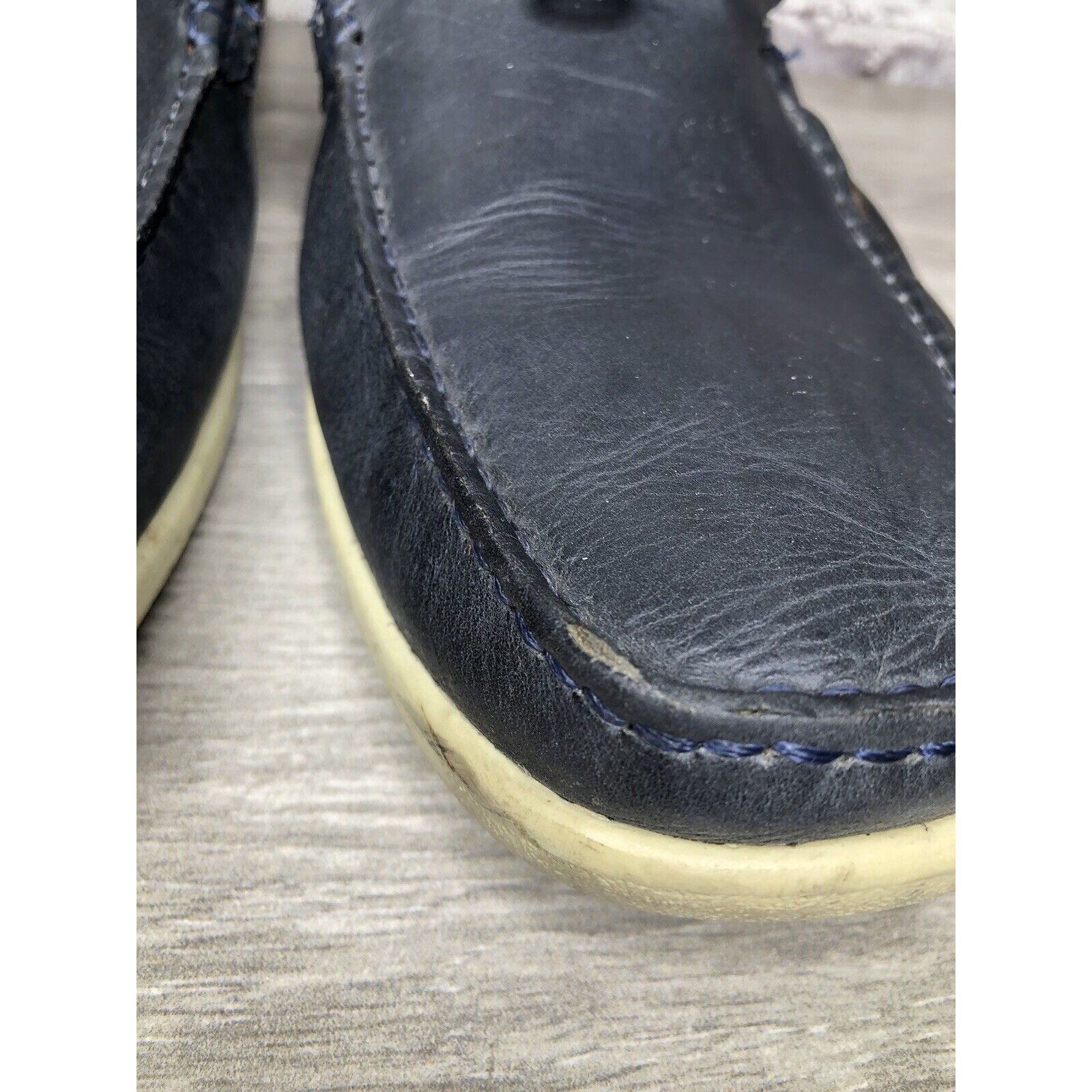Massimo Matteo MASSIMO MATTEO Navy Blue Leather Casual Moc Driving Loafers Size US 12 / EU 45 - 6 Thumbnail