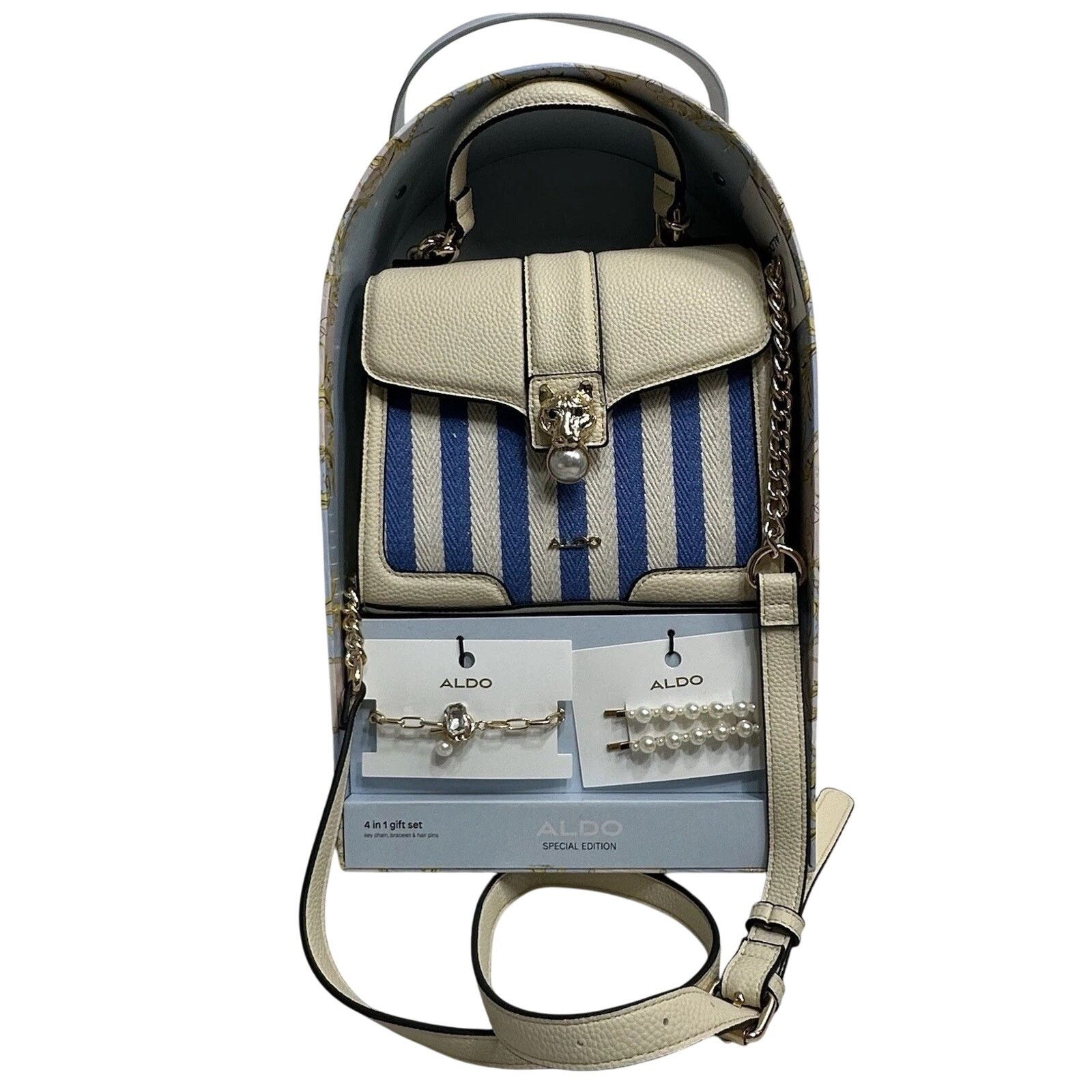 Aldo Nwt Aldo TopHandle Satchel Crossbody Bag Blue Stripe Combo Size ONE SIZE - 2 Thumbnail