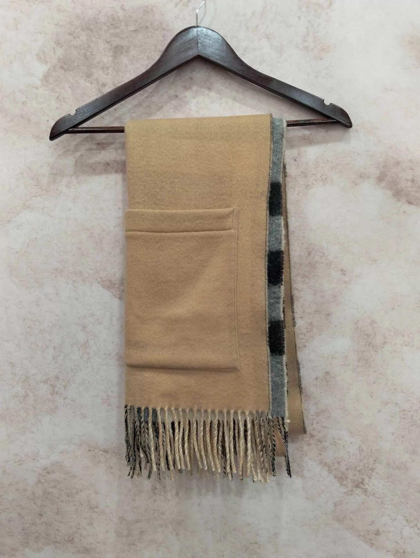 Burberry Burberry Brown Cashmere Pocket Fringe Scarf Size ONE SIZE - 1 Thumbnail