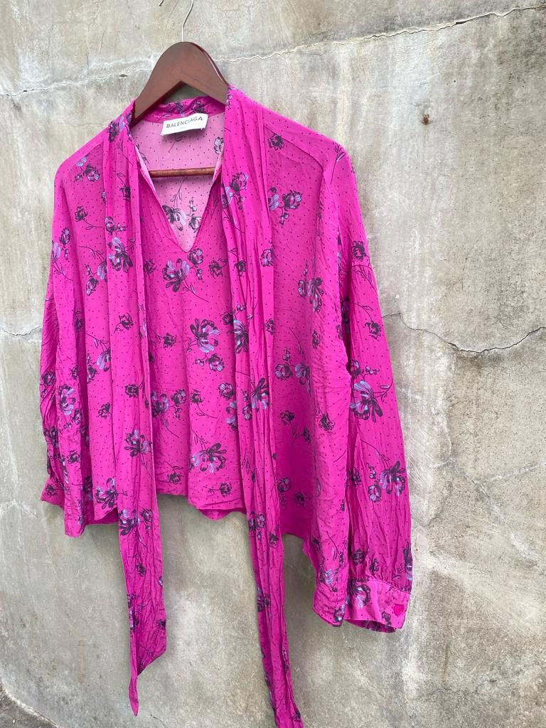 Balenciaga 2018 Floral Silk Blouse Size XS / US 0-2 / IT 36-38 - 5 Thumbnail