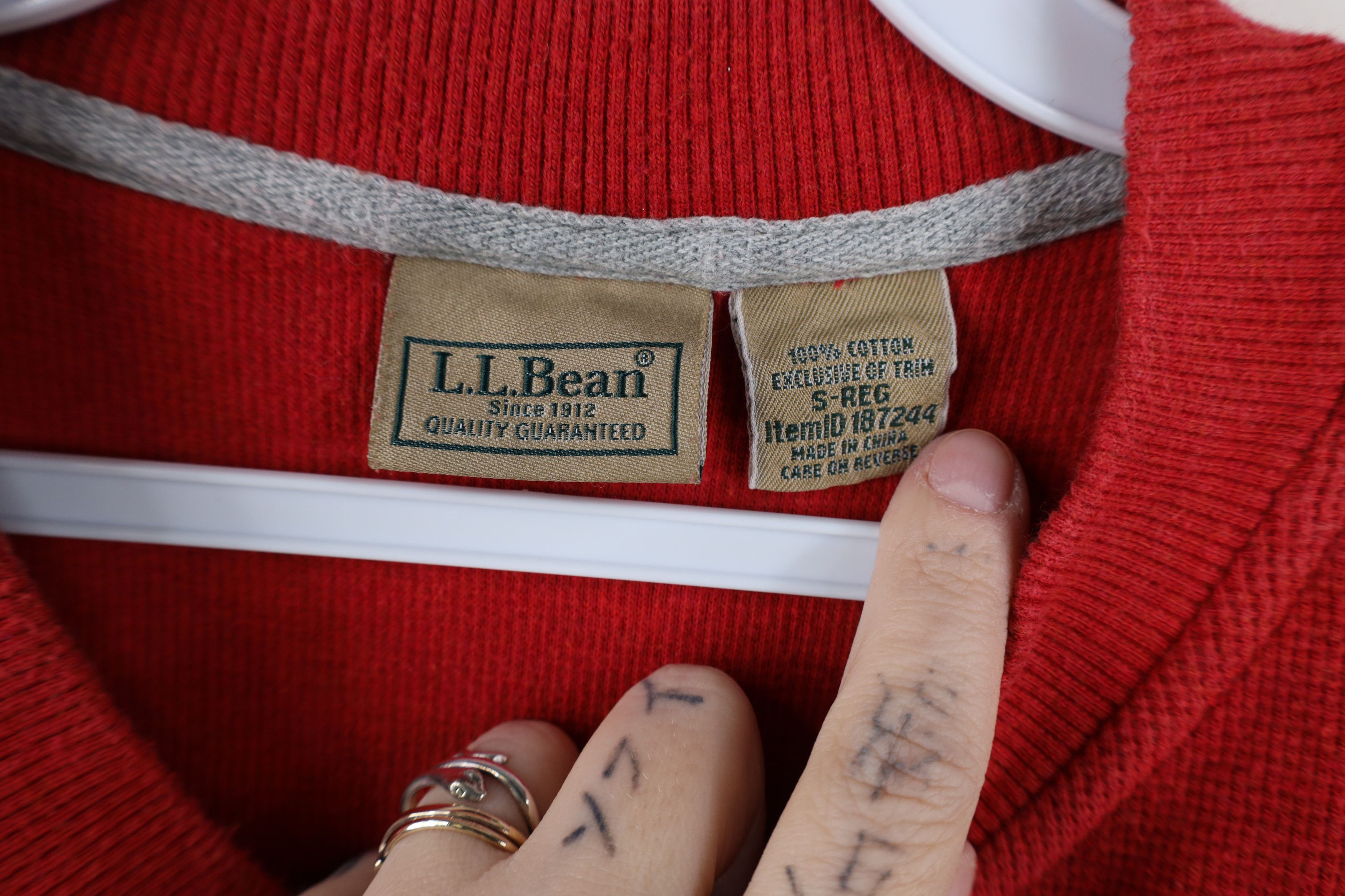 L.L. Bean Vintage LL Bean Waffle Knit Long Sleeve Henley T-Shirt Red Size US S / EU 44-46 / 1 - 8 Thumbnail