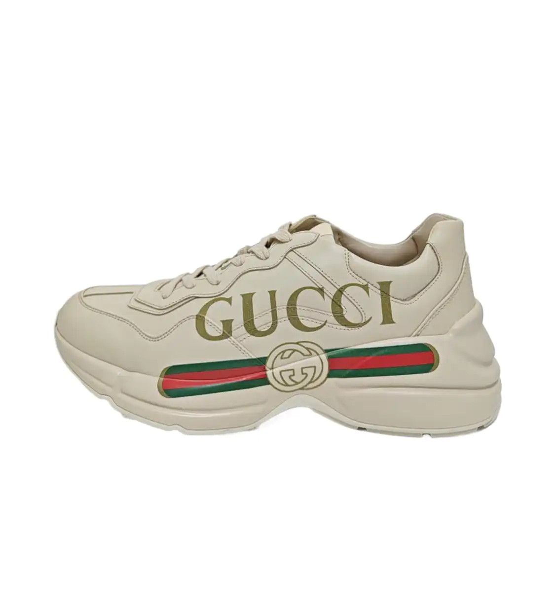 Gucci Spring, Autumn Off-White Leather Men's Low-Top Casual Sneakers 42, Men's (Size 9)