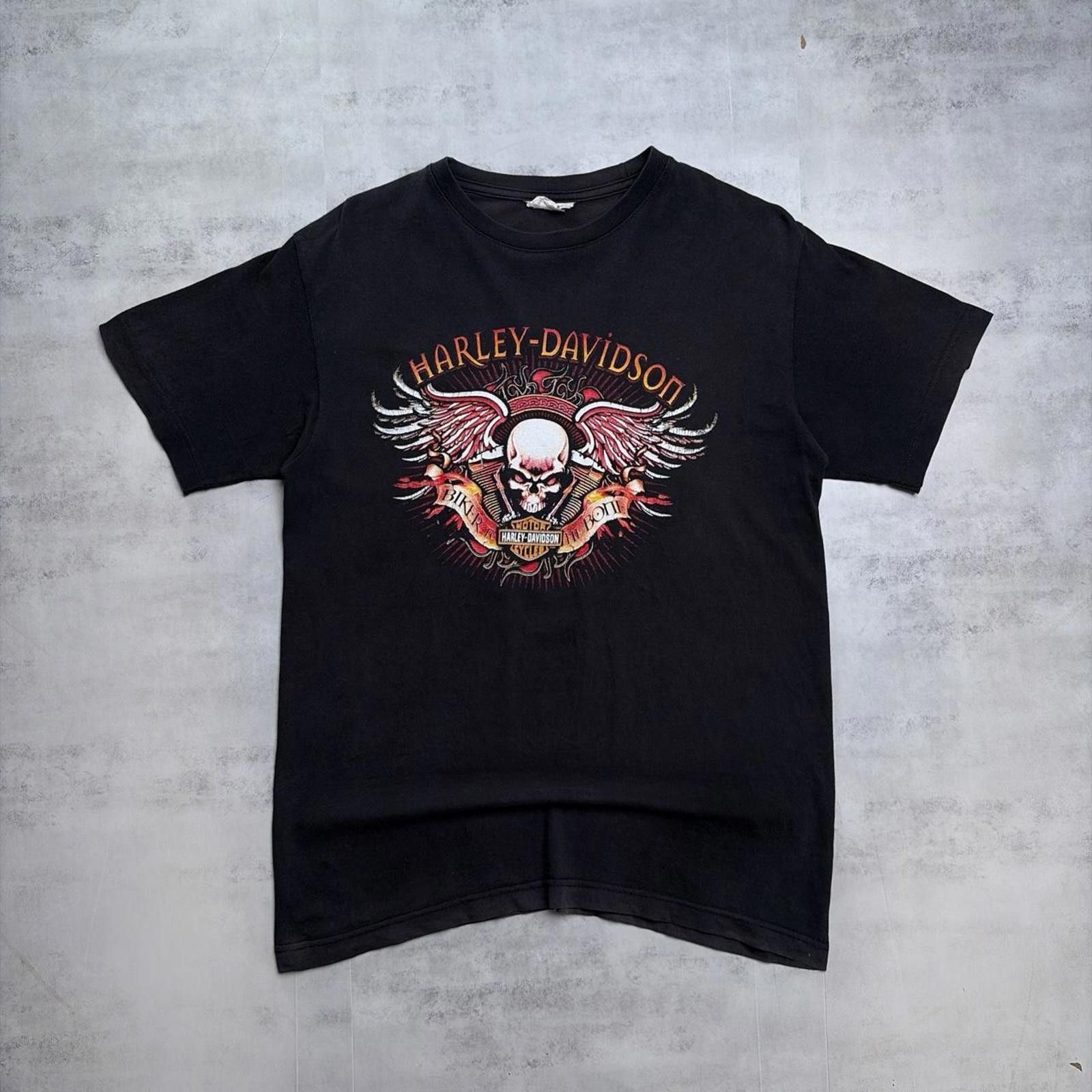 Harley Davidson Vintage Harley Davidson Grunge Skull Flames Faded T-Shirt Size US M / EU 48-50 / 2 - 1 Thumbnail