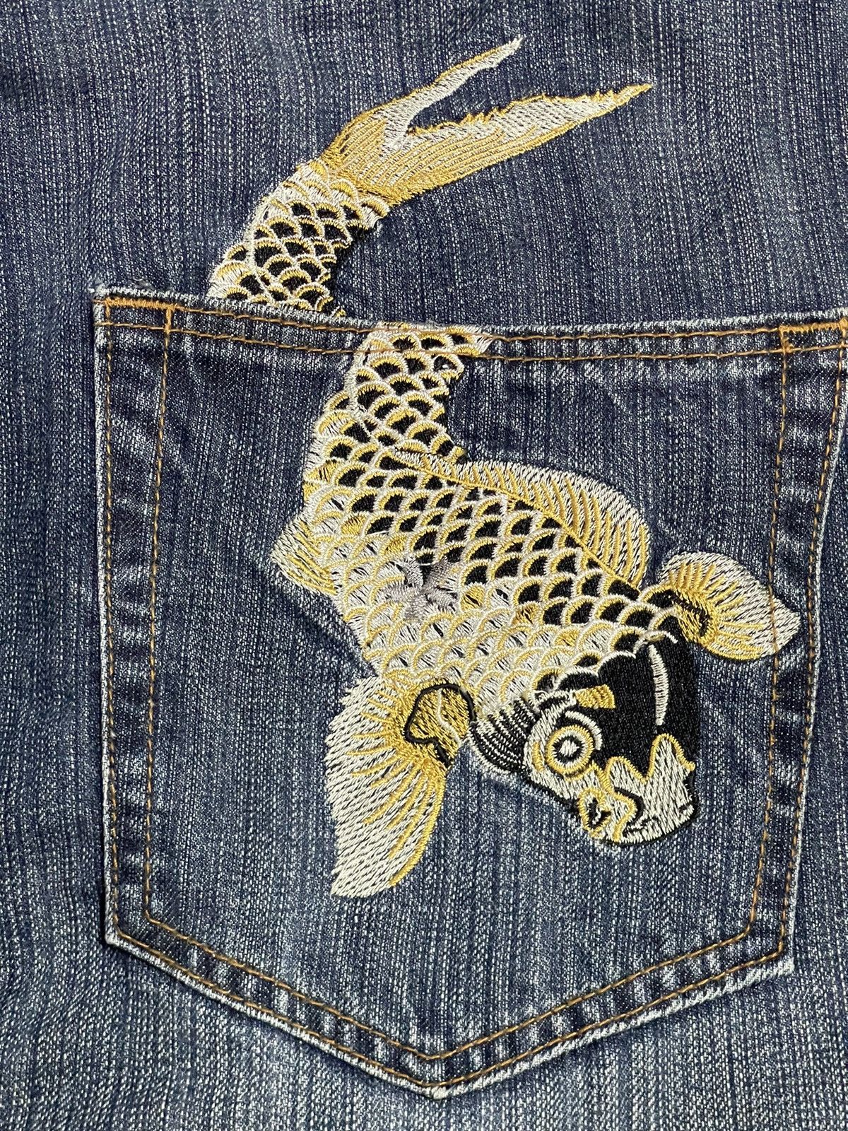 Karakuri Tamashii Vintage Japanese Brand Sukajan Fish Koi Sugoi Embroidered Size US 40 / EU 56 - 10 Thumbnail
