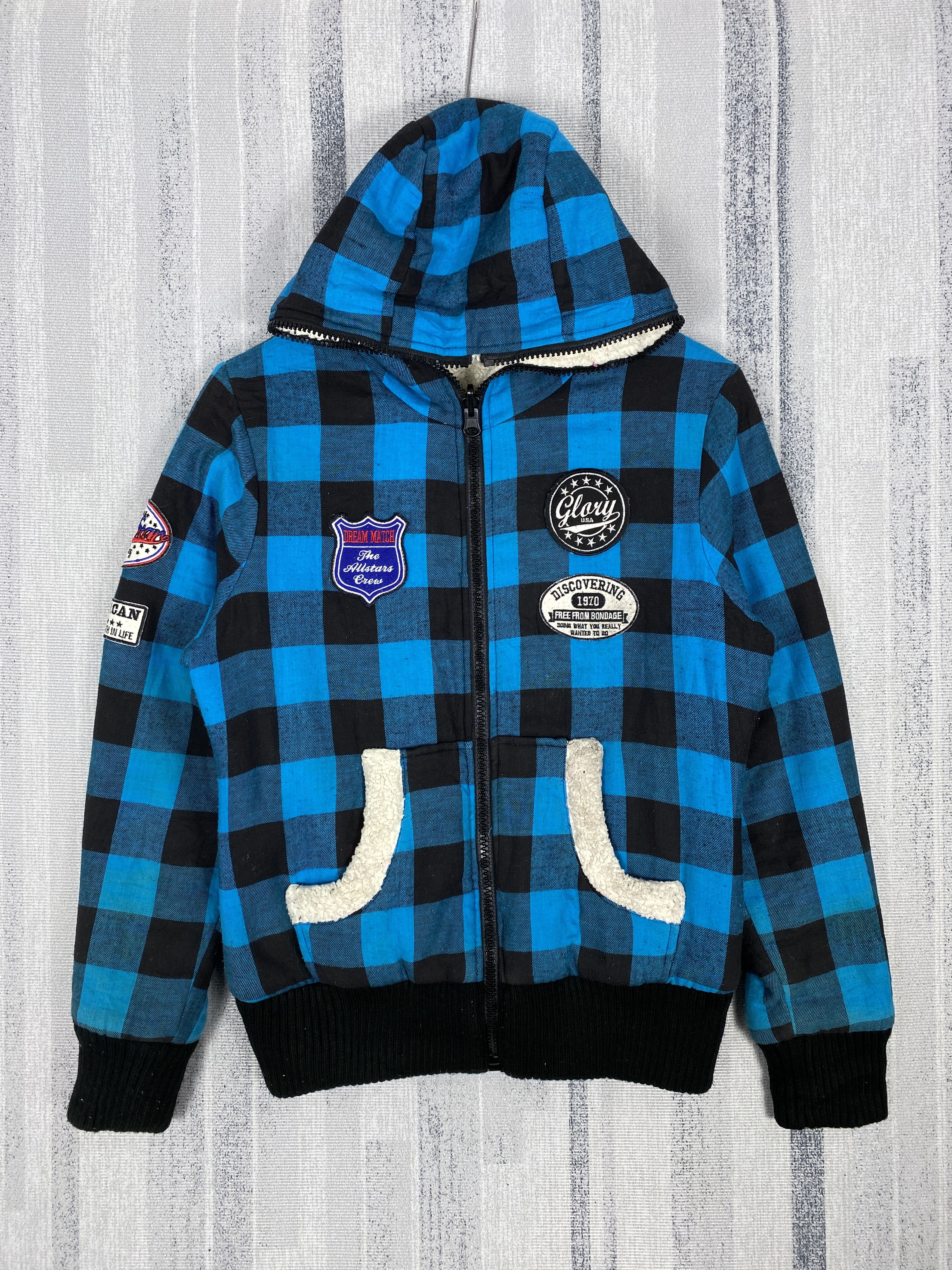 Designer Vintage American Checked Hoodie Reversible Jacket Size US S / EU 44-46 / 1 - 1 Thumbnail