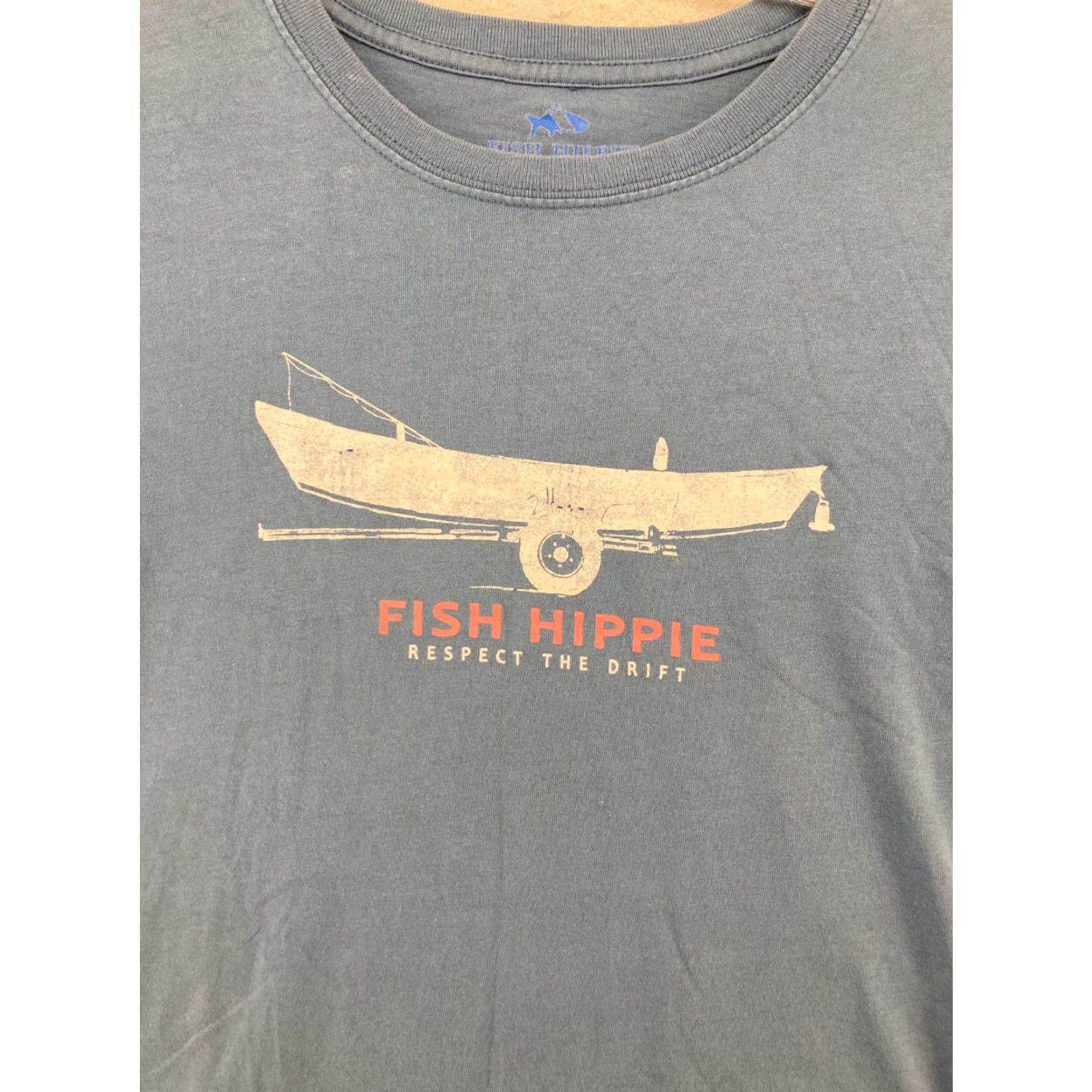 Vintage Fish Hippie Mens T-Shirt XS Blue Graphic Print Outdoor Fishing Boat 2010s Size US XS / EU 42 / 0 - 2 Thumbnail