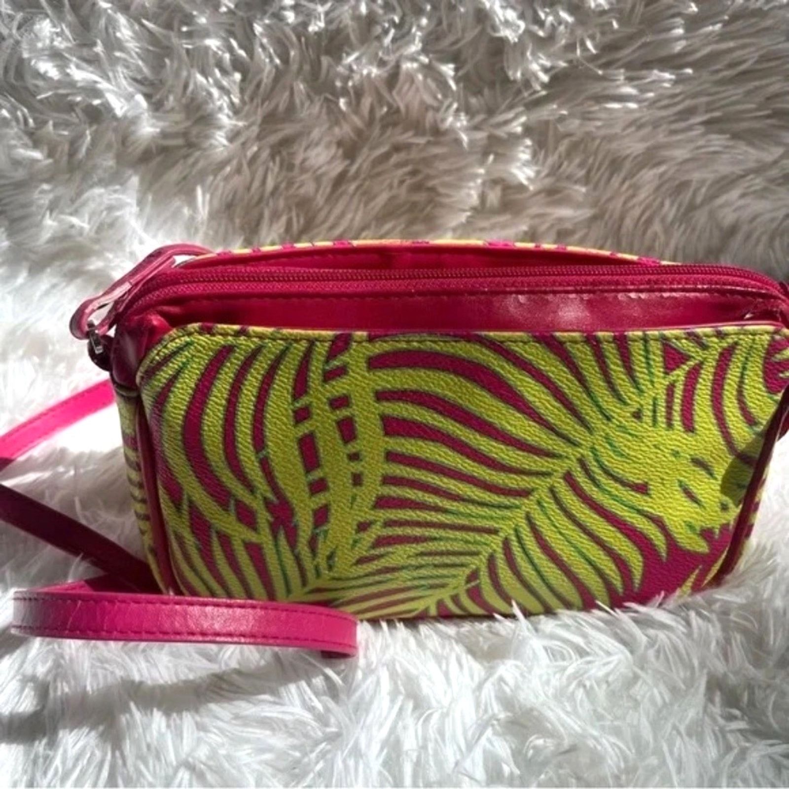 Vera Bradley Vera Bradley "Palm Fronds" Small Crossbody Bag - Bright Pink Size ONE SIZE - 10 Thumbnail