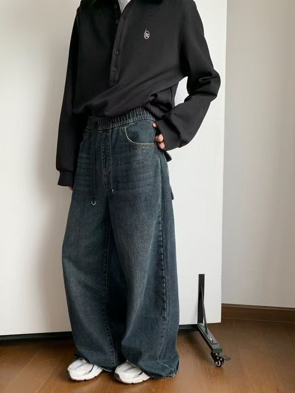 Japanese Brand × Jean Men's washed vintage distressed drawstring jeans Size US 32 / EU 48 - 2 Thumbnail