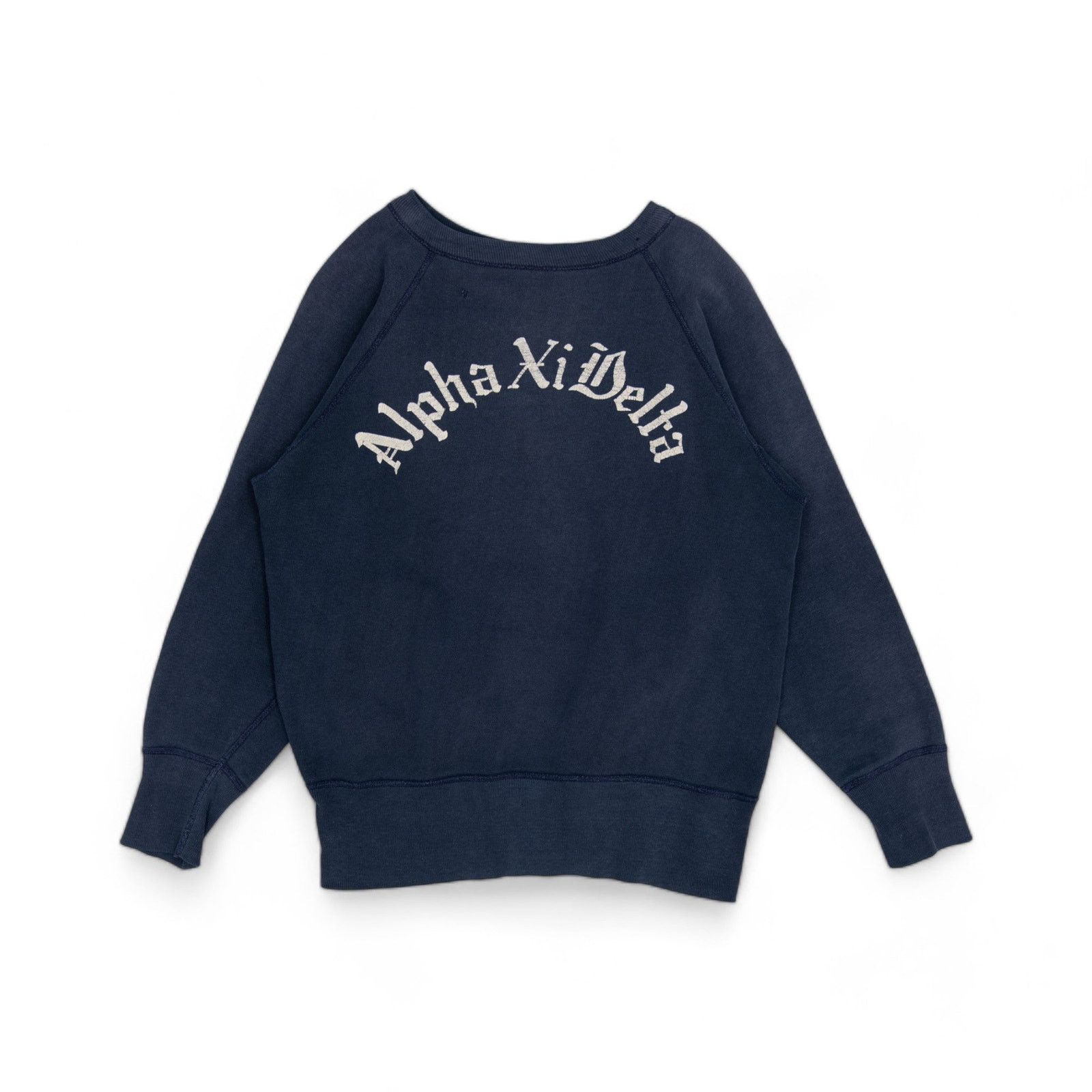 Image of Vintage Alpha Xi Delta Raglan Crewneck - 1950's in Blue, Men's (Size Small)