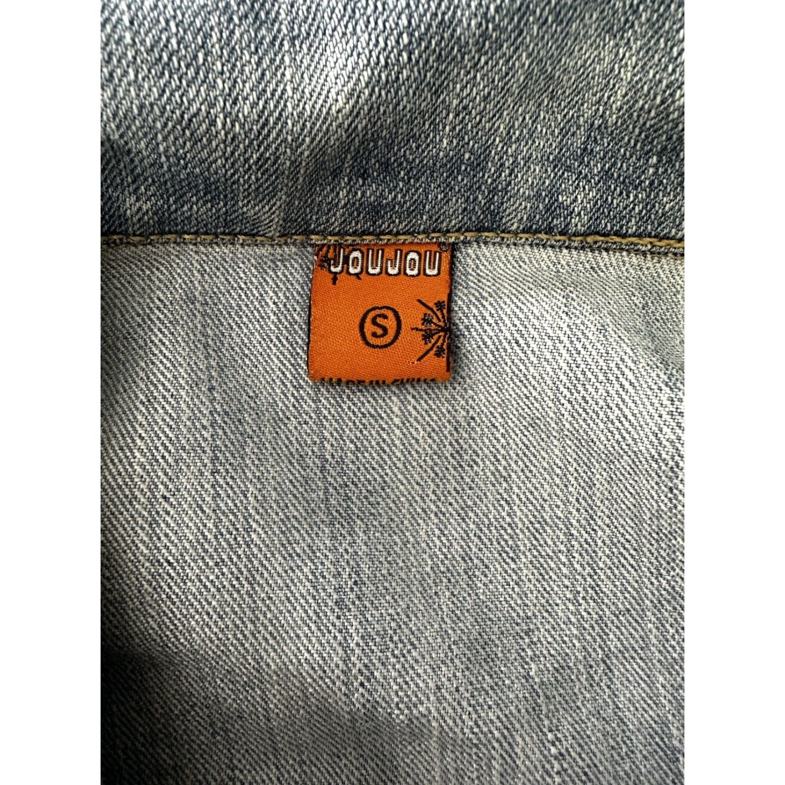 Denime VINTAGE Y2K Crop Denim Jacket Womens S Blue Light Wash Jeans Jacket Casual Biker Bohemian Grunge Rock Pockets Size 28" / US 6 / IT 42 - 4 Thumbnail