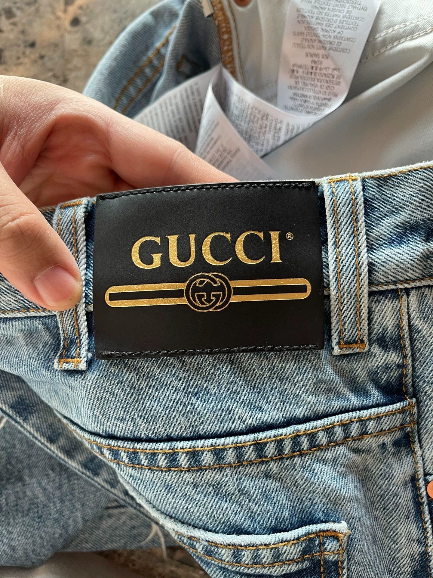 Gucci Gucci Light Blue Distressed Pants 34 (New, Logo Patch) Size US 34 / EU 50 - 6 Thumbnail
