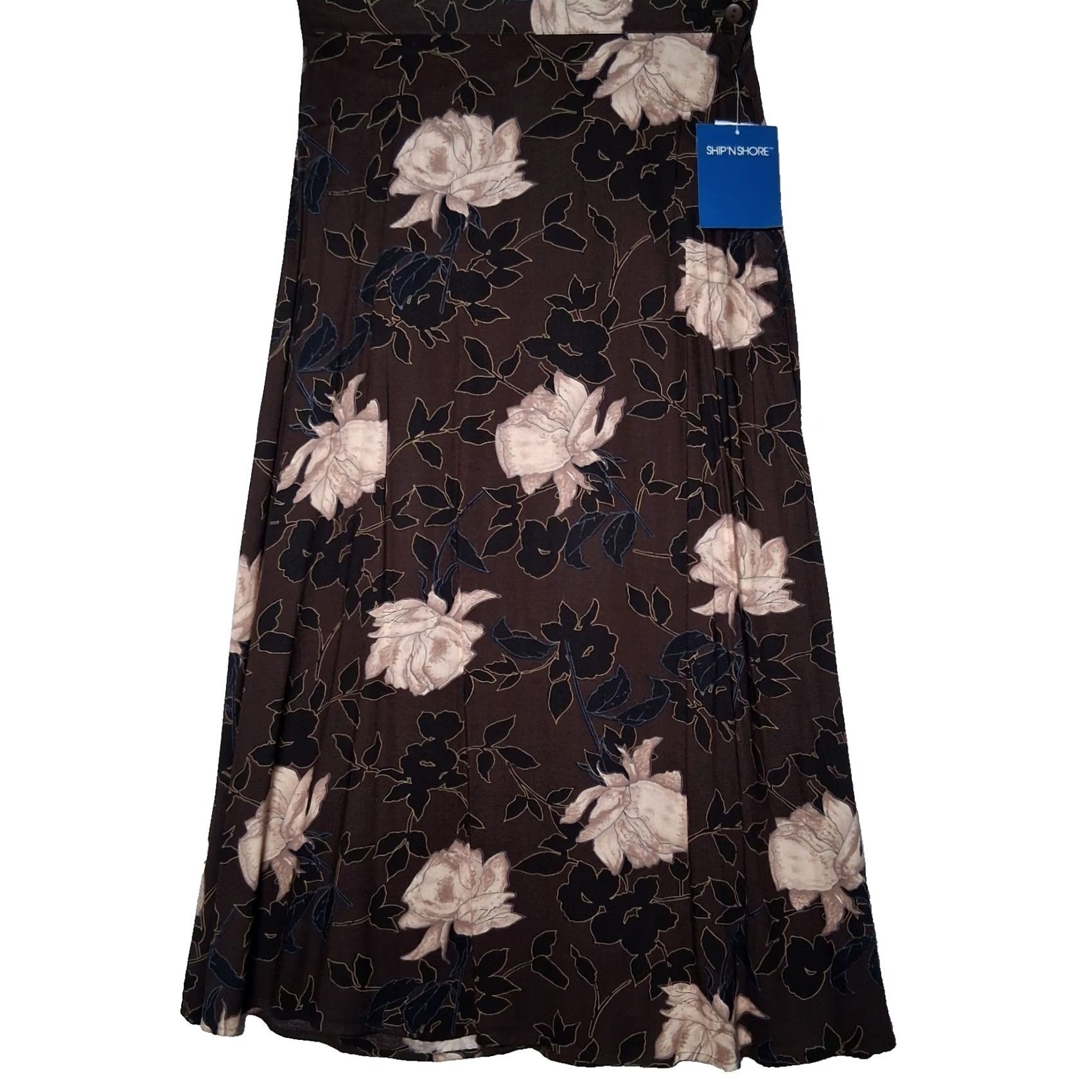 Vintage VINTAGE Skirt Women Long Brown Floral Rayon USA Made Maxi NEW L Size 36" / US 14 / IT 50 - 2 Thumbnail