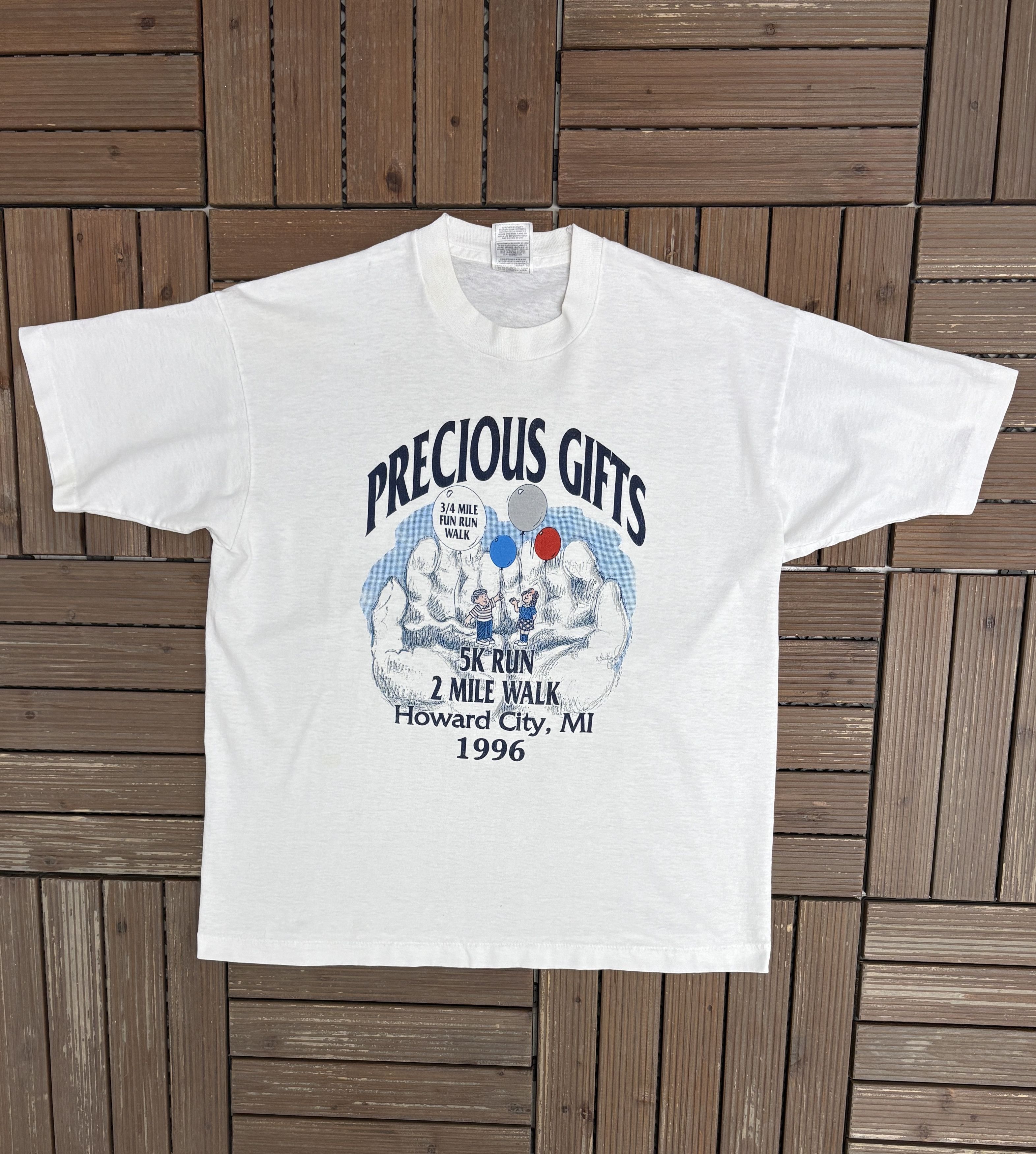 Vintage Precious Gifts Howard City 5K Vintage White T-Shirt Tee Size US L / EU 52-54 / 3 - 1 Thumbnail