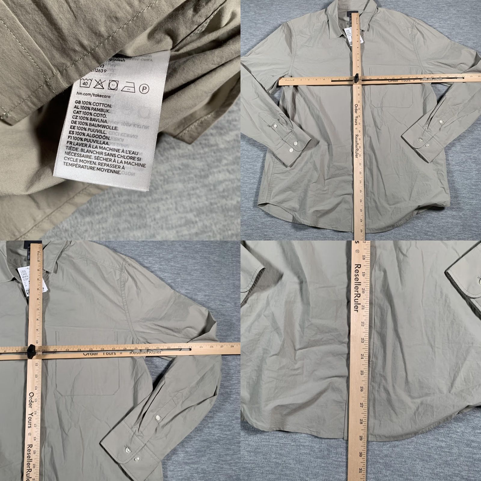 H&M H&M Shirt Mens Medium Gray Regular Fit Long Sleeve Button Down Cotton Pocket Size US M / EU 48-50 / 2 - 8 Thumbnail