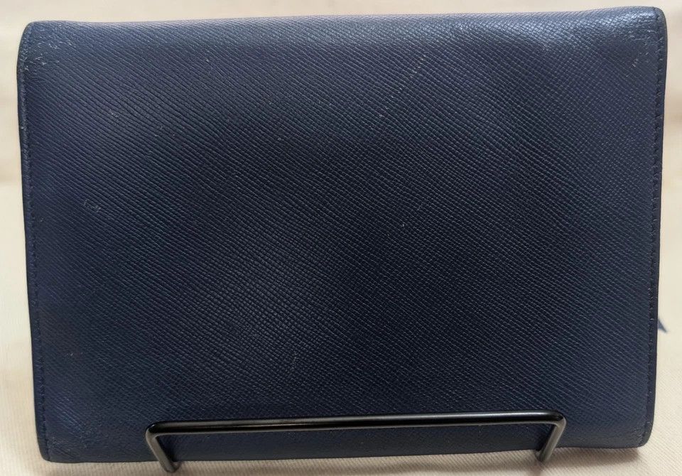 Prada Prada Safiano Leather compact wallet Navy Blue Tri-Fold Size ONE SIZE - 2 Thumbnail