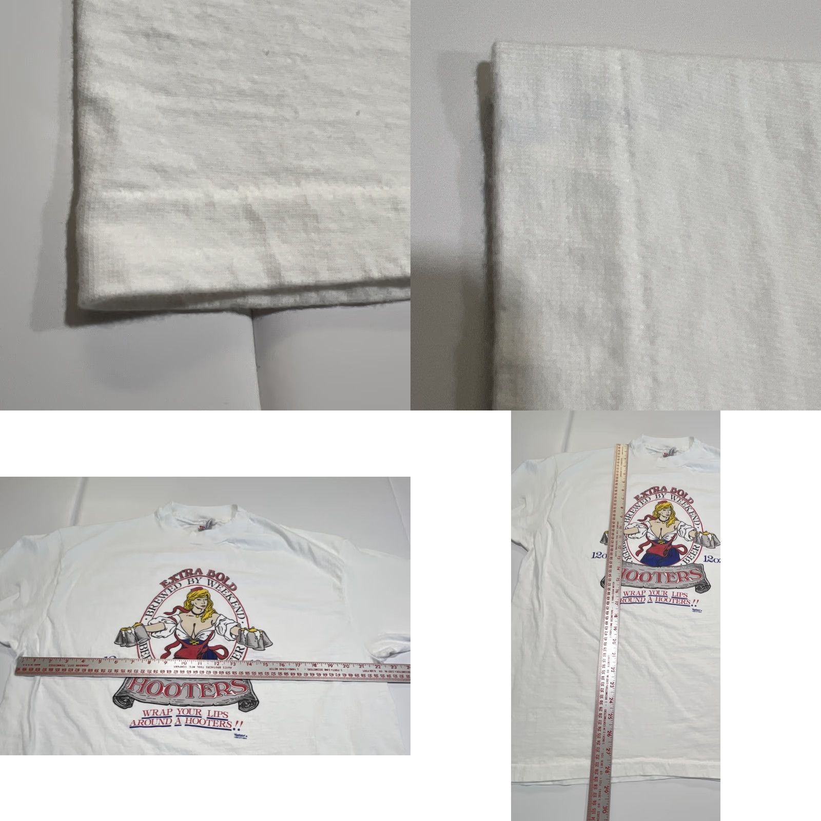 Hanes VINTAGE Hanes Hooters Graphic Tee XL White 1990s Short Sleeve Unisex Mens Size US XL / EU 56 / 4 - 8 Thumbnail