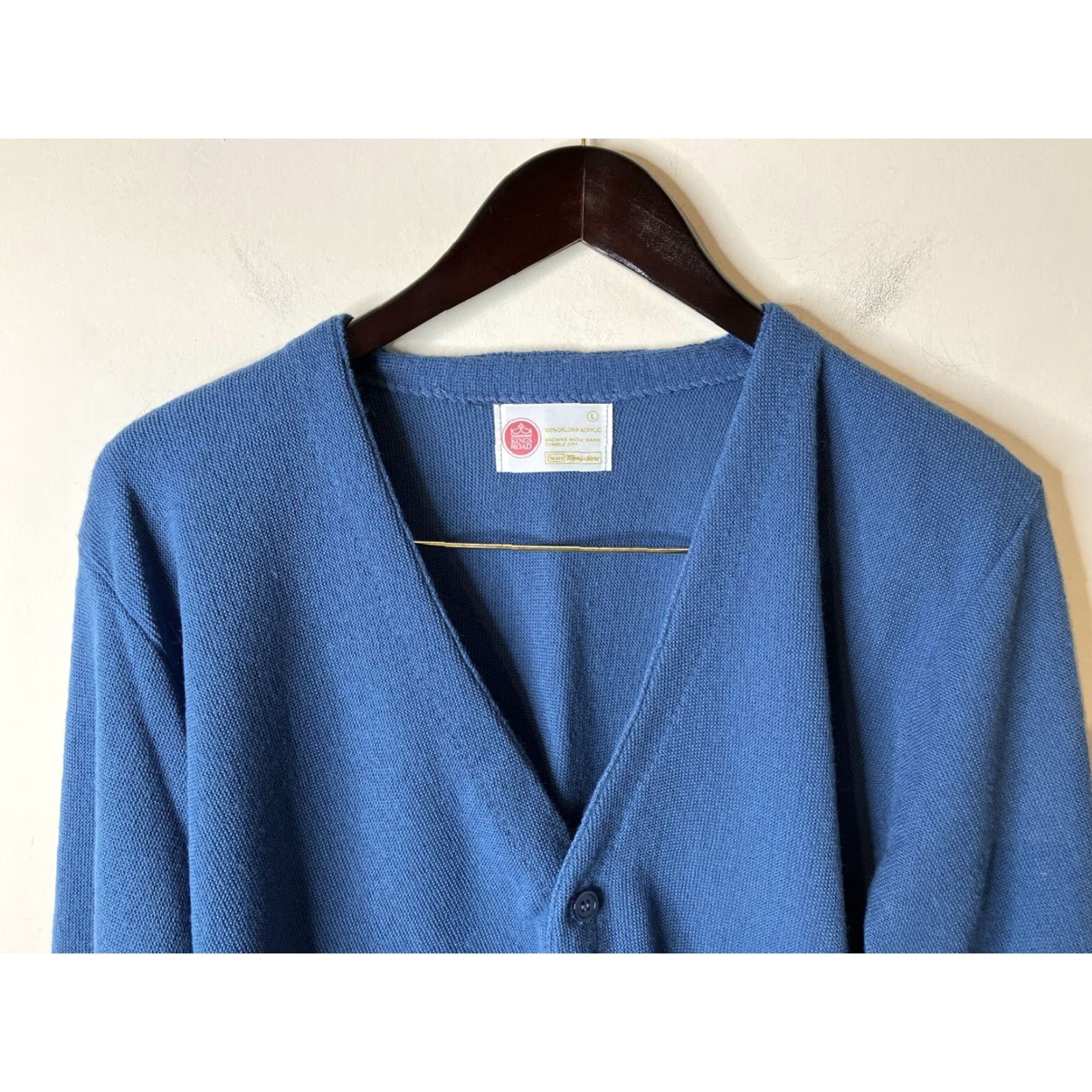 トップス 70's KINGS ROAD Sears Acryl Cardigan VINTAGE Kings Road Sears Cardigan Sweater Acrylic Mens L 1970s