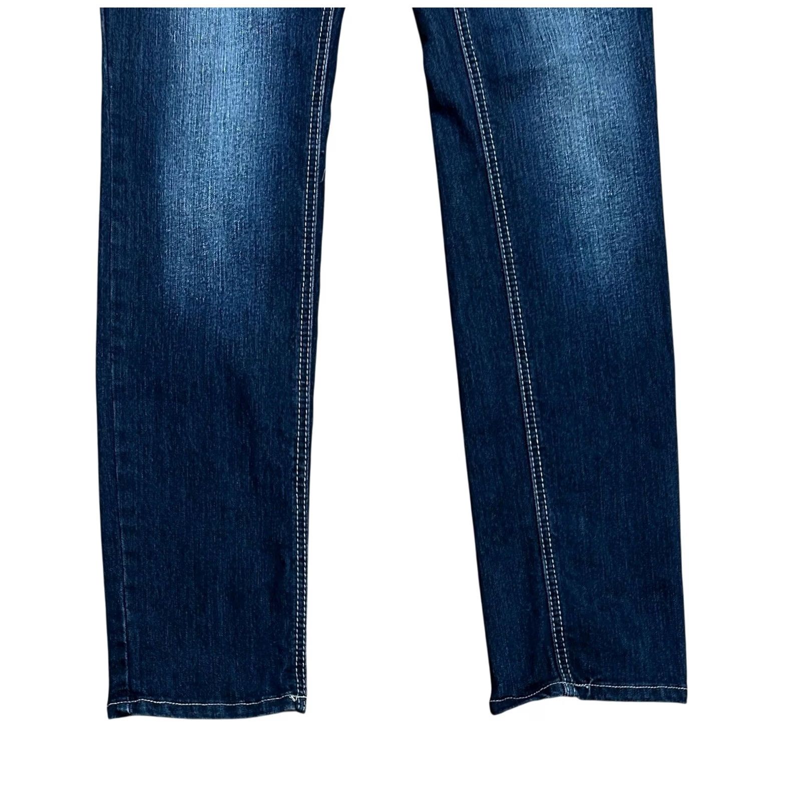 Denime ZCO Jeans Ladies Blue Distressed Embroidered Embellished Denim Jeans Size 11 Women’s Regular Bootcut 5-Pocket Cotton Blend Spandex Size 32" / US 10 / IT 46 - 4 Thumbnail