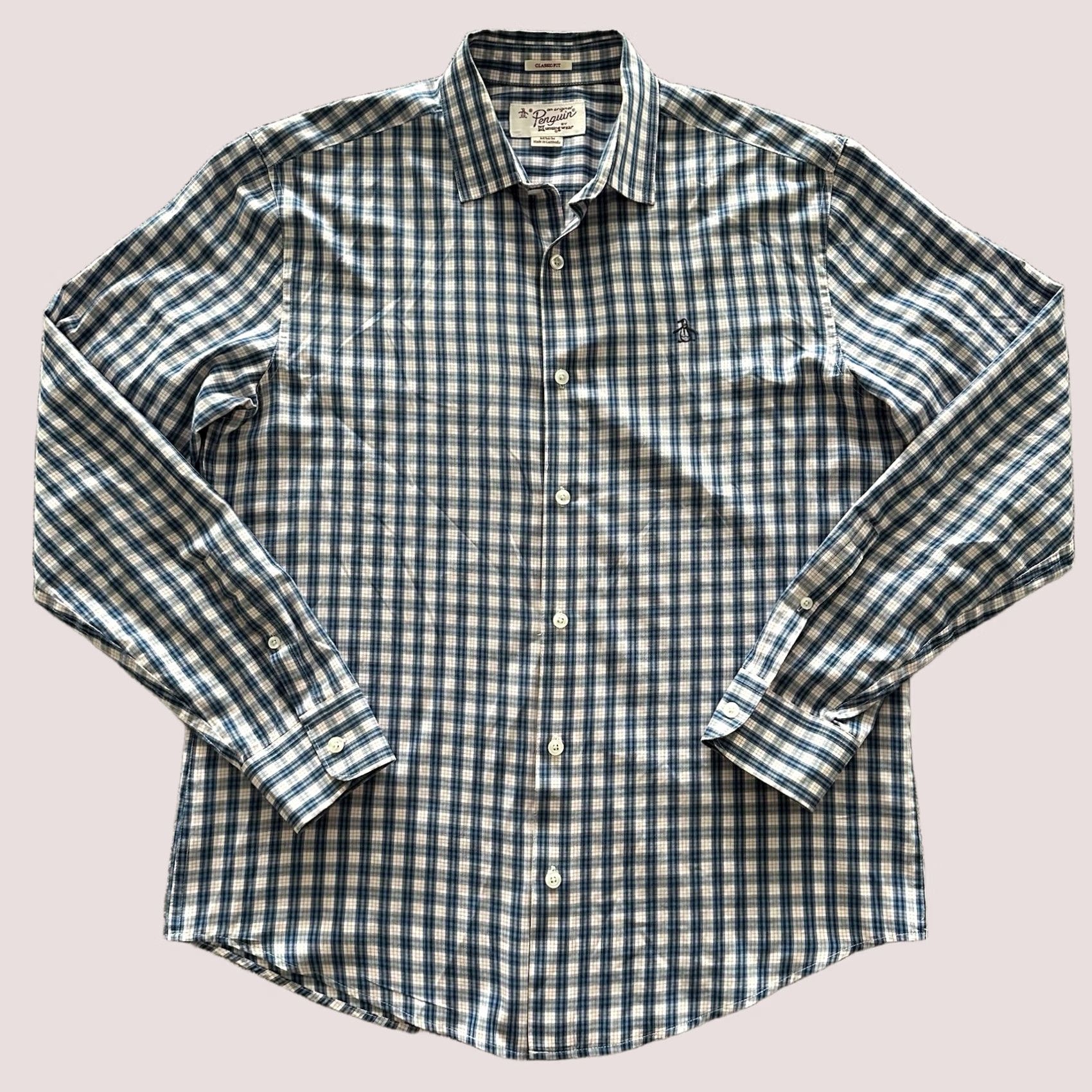 Original Penguin Original Penguin Plaid Button-Up Shirt Mens M Blue Long Sleeve XS? Size US M / EU 48-50 / 2 - 1 Thumbnail