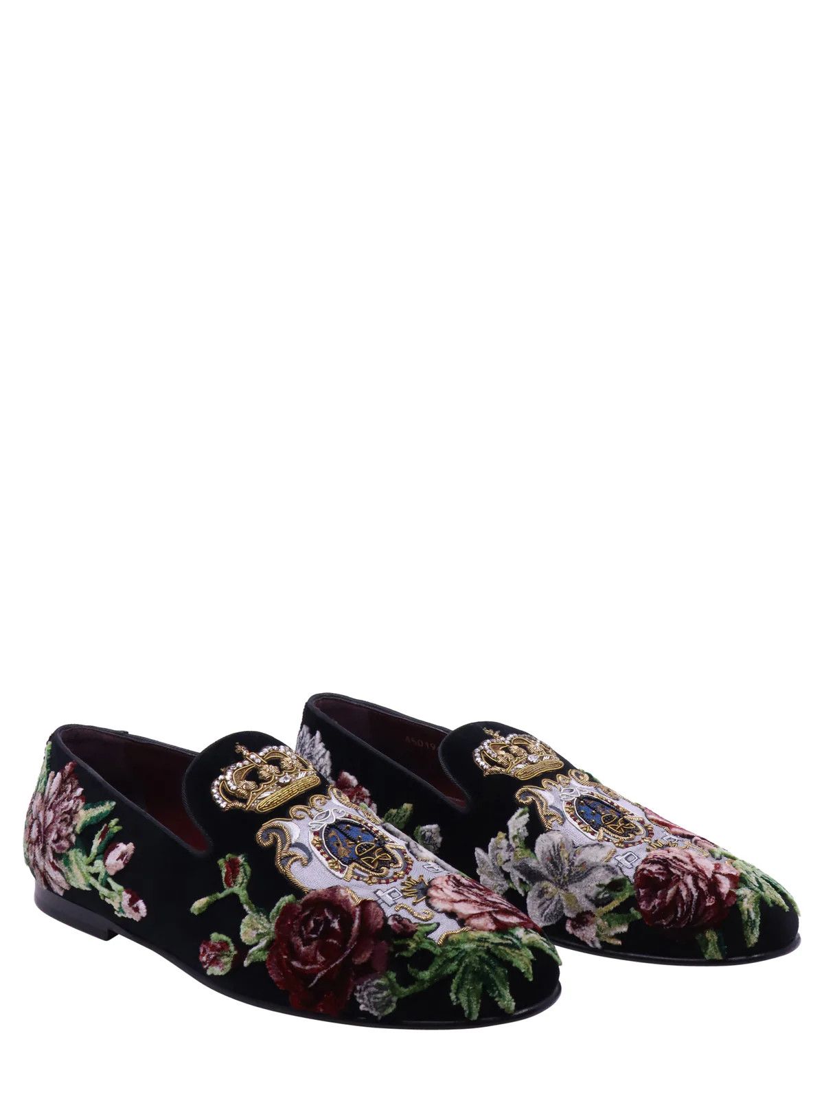 Dolce & Gabbana o1y0125 Velvet Embellished Loafers in Black Size US 7 / EU 40 - 2 Thumbnail