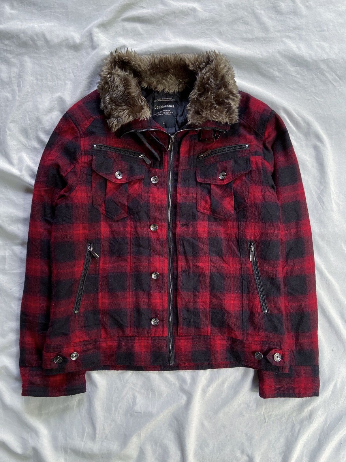 PPFM DOUBLE FOCUS BONDAGE PUNK PLAID FUR JACKET Size US M / EU 48-50 / 2 - 1 Thumbnail