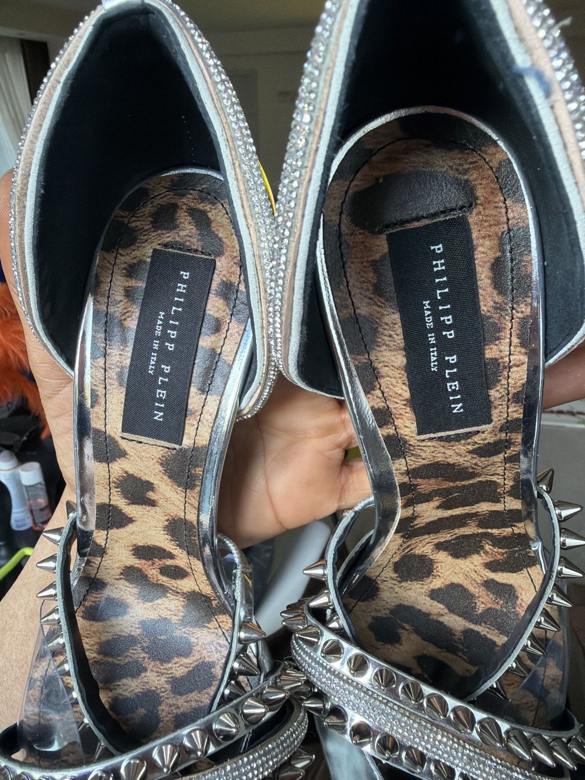 Philipp Plein Philipp Plein Mirror Leather & Suede Decolette Heels-Size37 Size US 7 / IT 37 - 11 Thumbnail