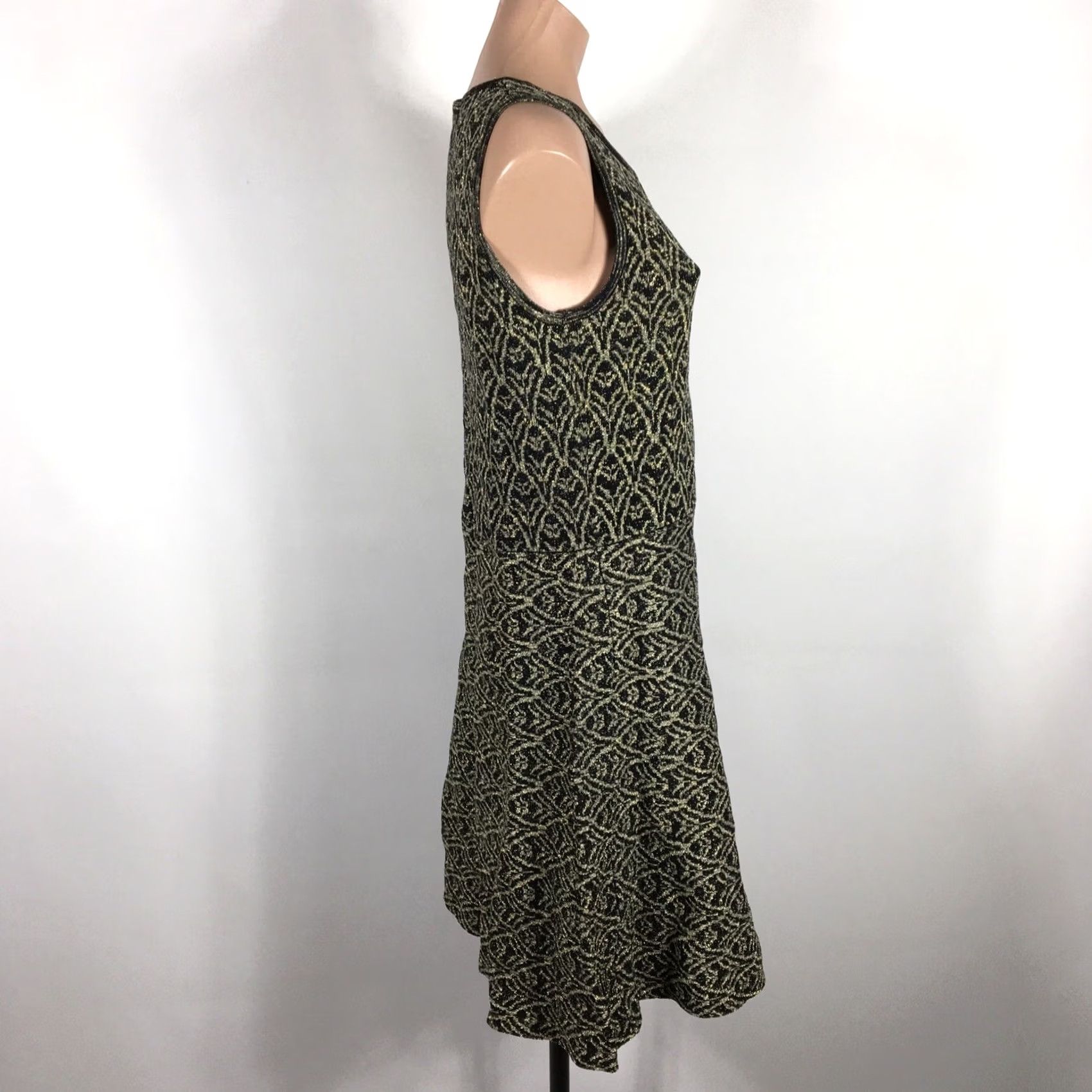 Vintage VINTAGE Ali Ro Damask Print Sleeveless A-Line Mini Dress L Gold Damask Print Size L / US 10 / IT 46 - 4 Thumbnail