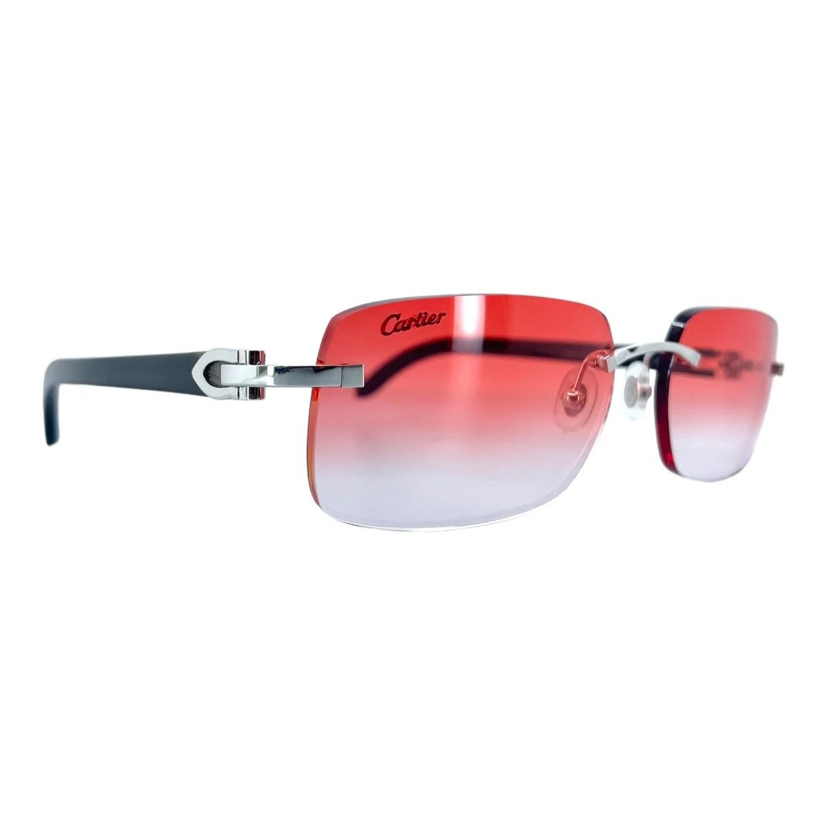 image of Cartier C Decor Buffalo Horn Frame Glasses Black Silver, Men's