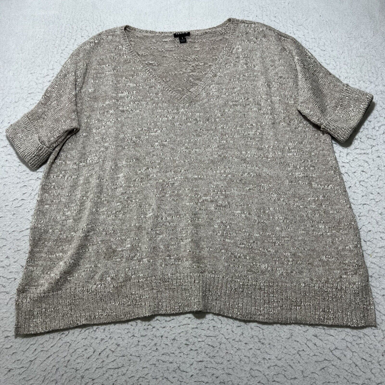 Other Torrid Marled Knit V-Neck 1/2 Sleeve Beige Sweater Pullover Size XL / US 12-14 / IT 48-50 - 1 Thumbnail