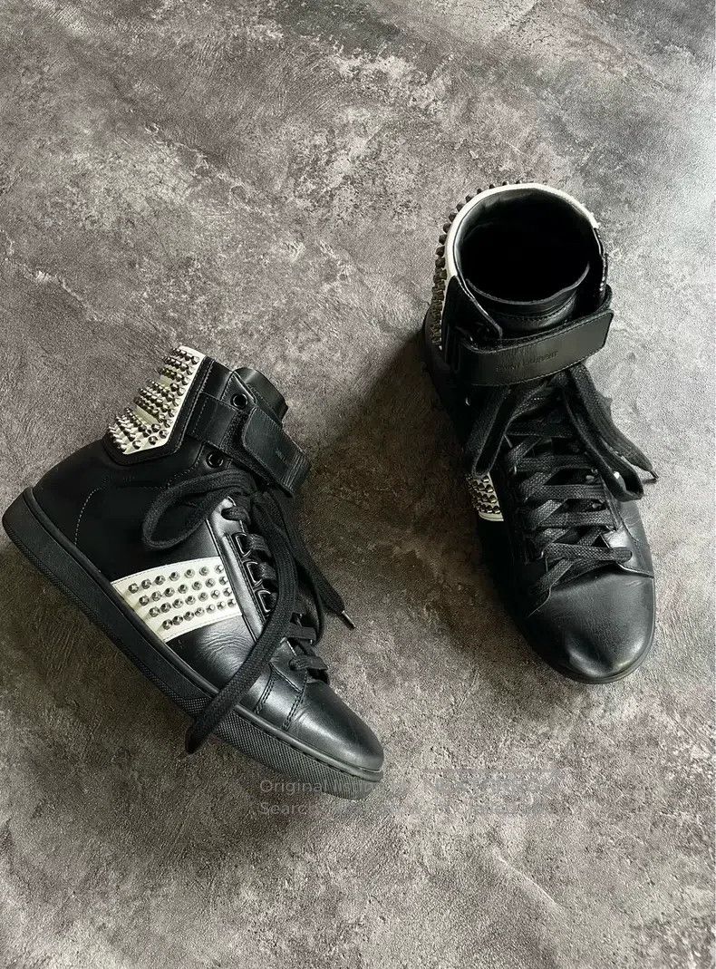 Saint Laurent Paris Saint Laurent Paris Black and White Bullet Studs Mixed Vel Size US 7 / EU 40 - 2 Thumbnail