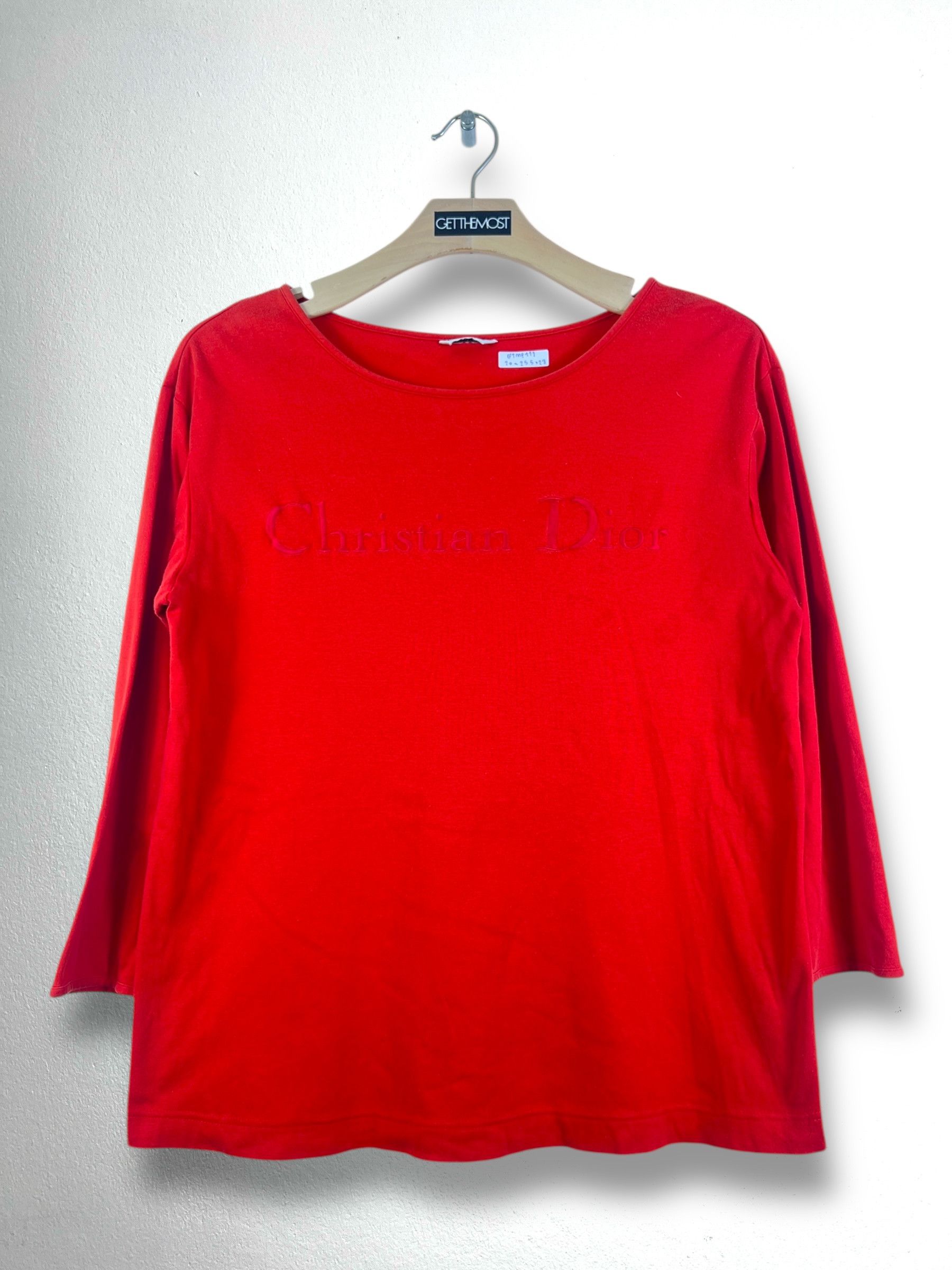 Dior Vintage Christian Dior Embroidery Box Logo L/S Tee GTMP111 Size L / US 10 / IT 46 - 1 Thumbnail